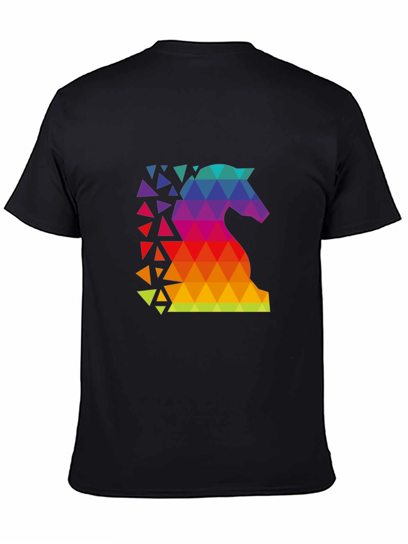 Geometric Rainbow Knight Graphic Tee - Chess Lover Shirt