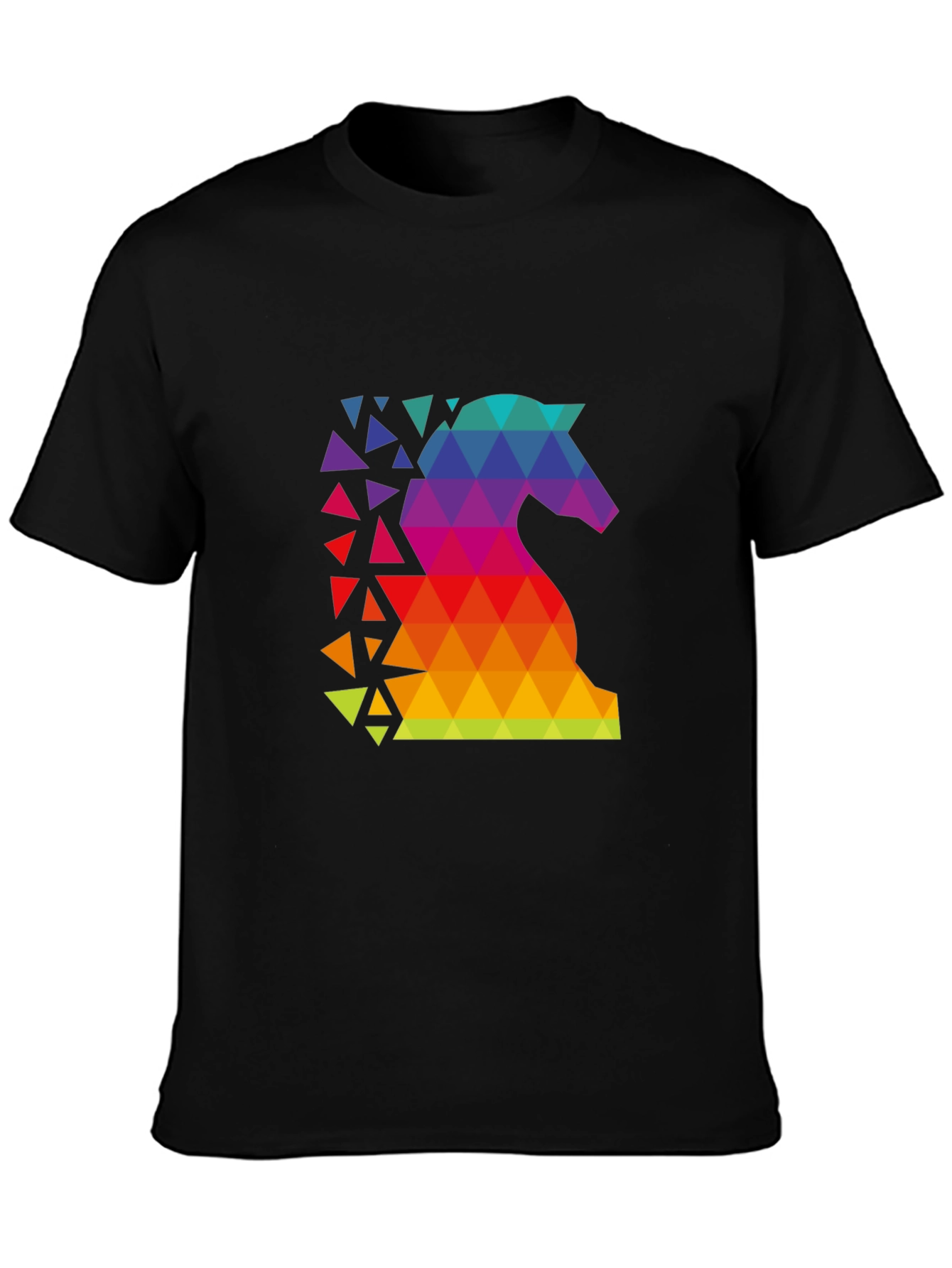 Geometric Rainbow Knight Graphic Tee - Chess Lover Shirt