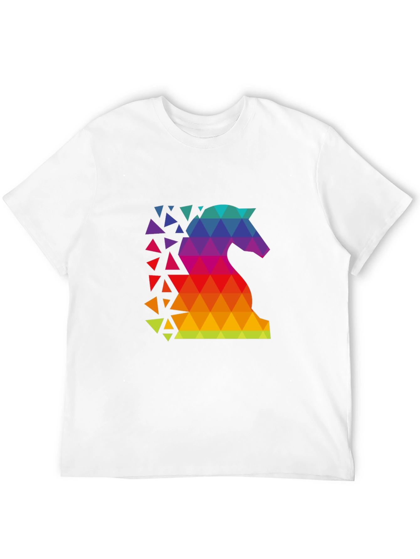 Geometric Rainbow Knight Graphic Tee - Chess Lover Shirt