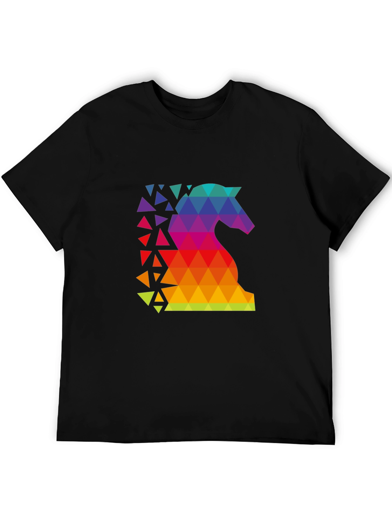 Geometric Rainbow Knight Graphic Tee - Chess Lover Shirt