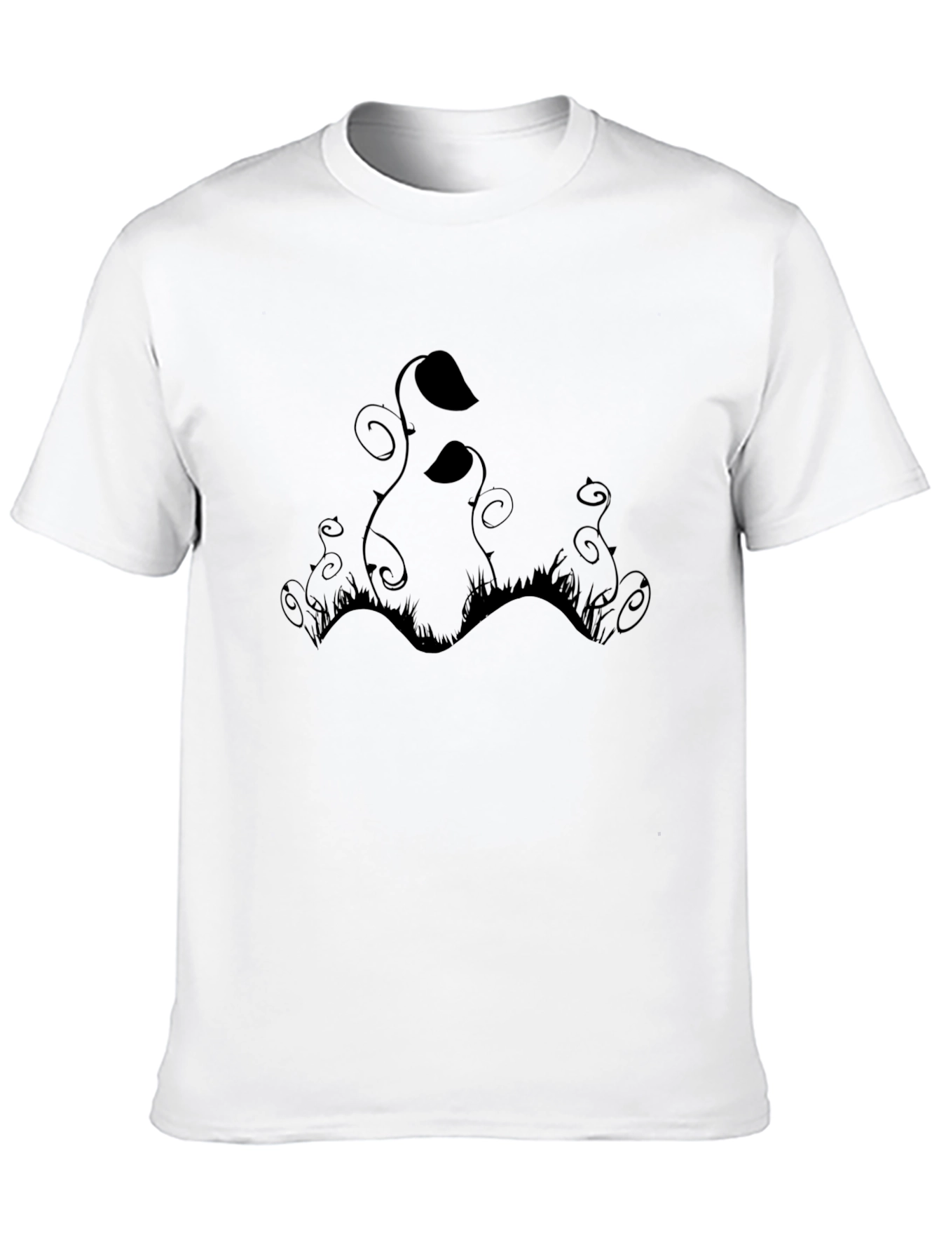 Black T-Shirt with Dark Botanical Graphic