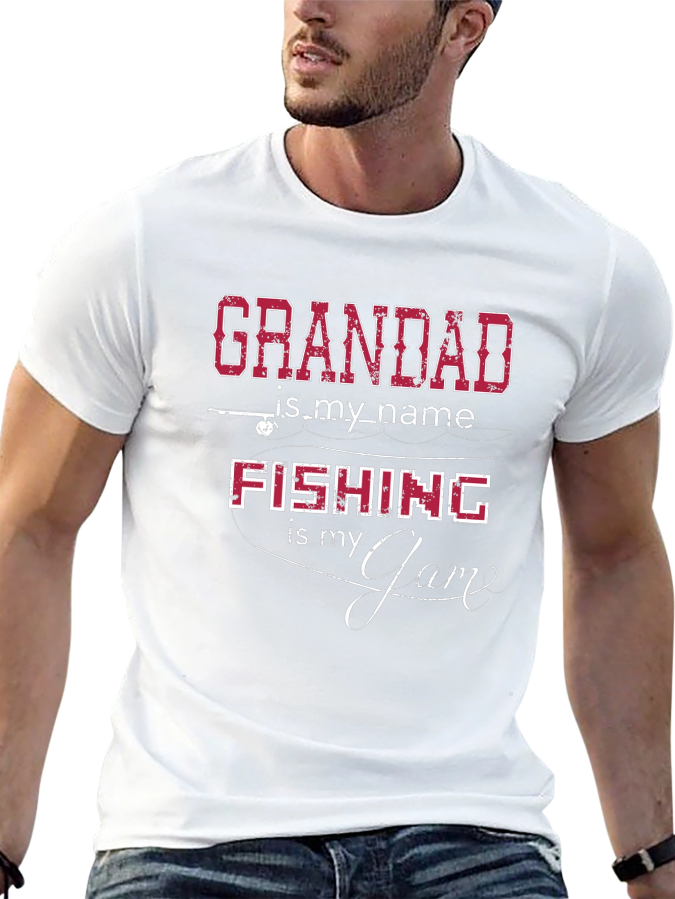 Grandad Fishing Game Graphic T-Shirt