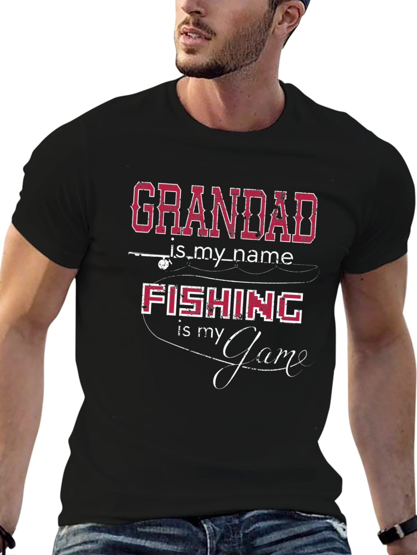 Grandad Fishing Game Graphic T-Shirt