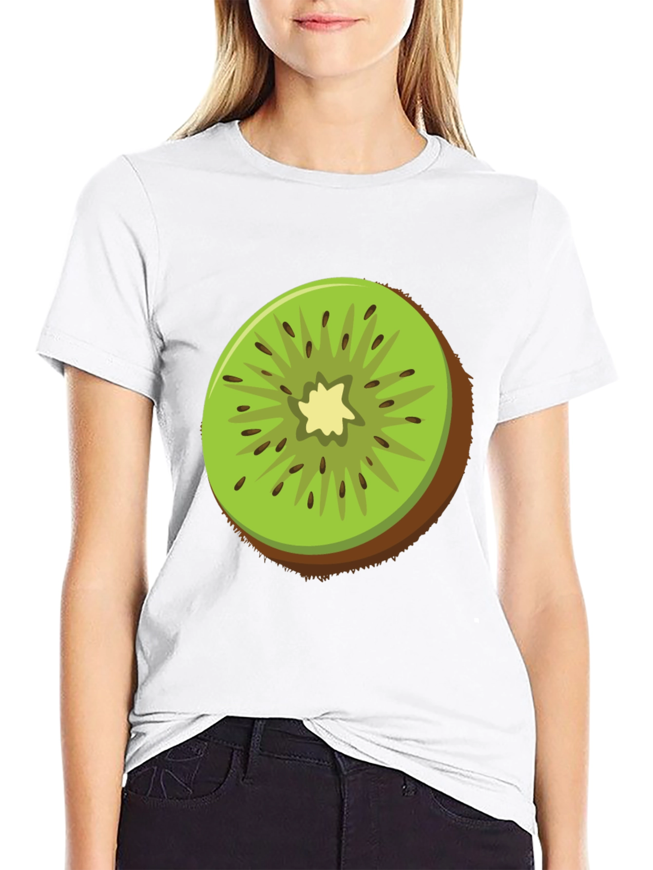 Kiwi Fruit Graphic Tee - Black Cotton T-Shirt