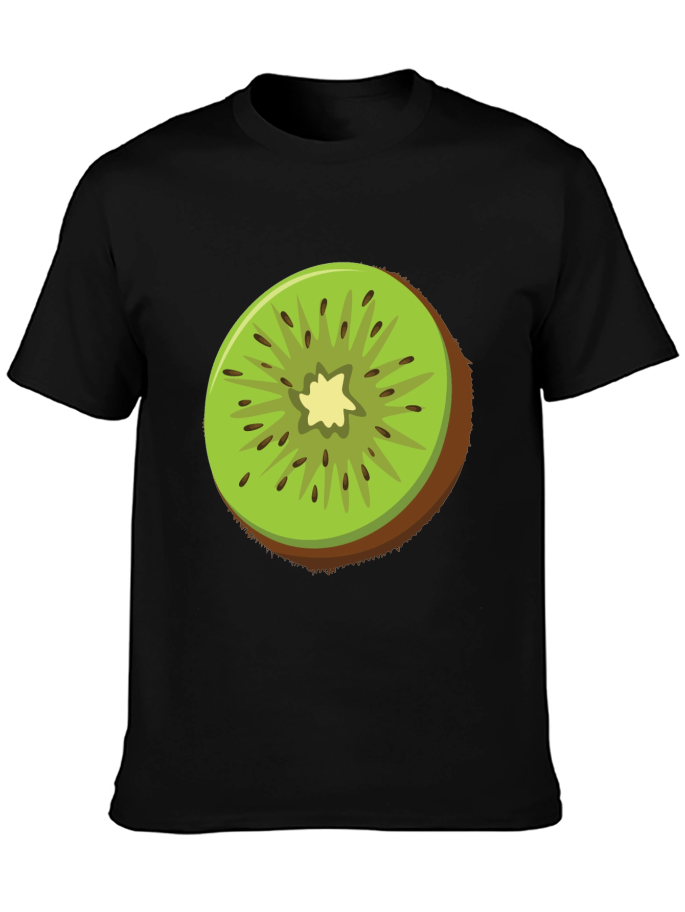 Kiwi Fruit Graphic Tee - Black Cotton T-Shirt