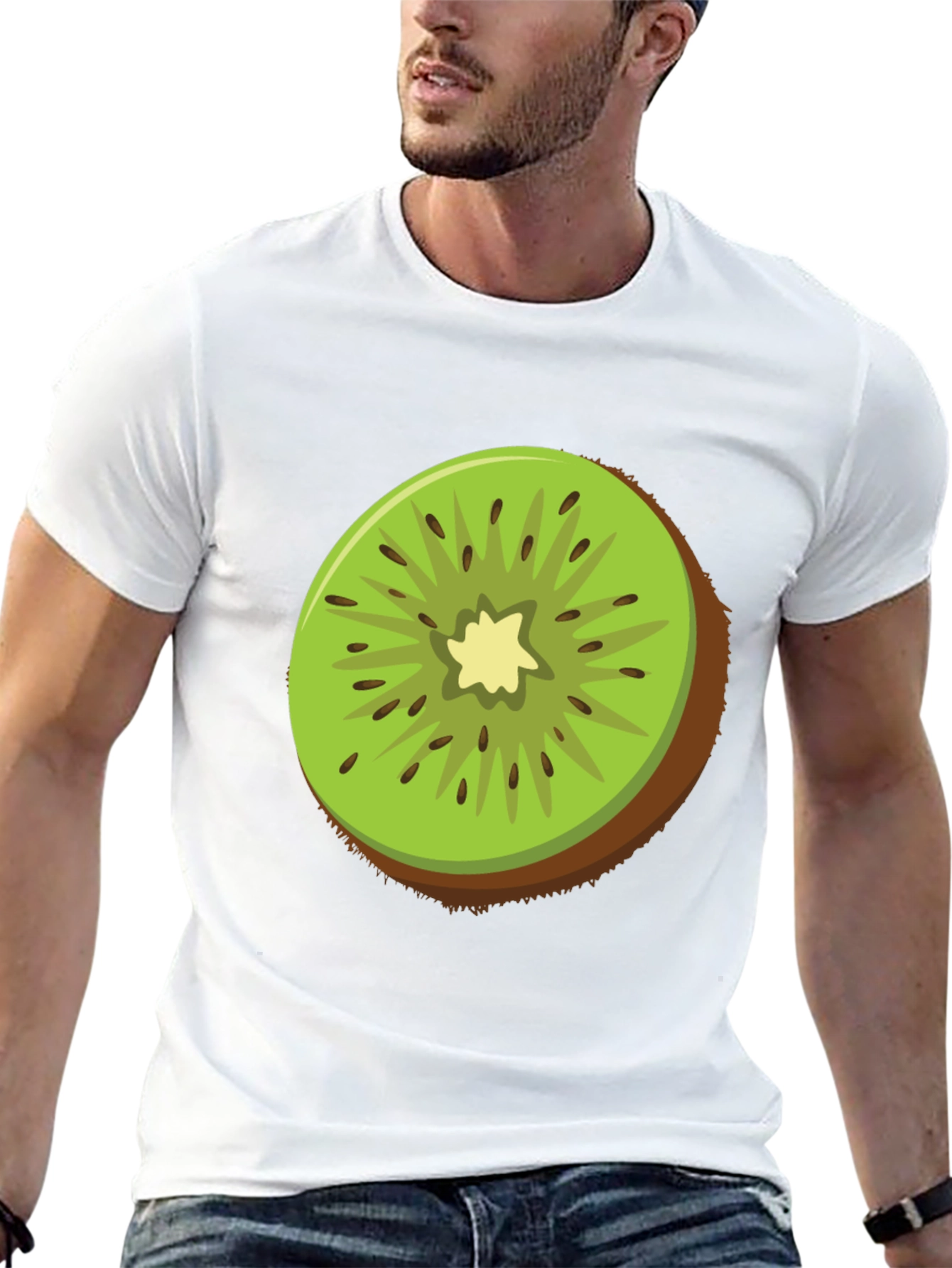 Kiwi Fruit Graphic Tee - Black Cotton T-Shirt