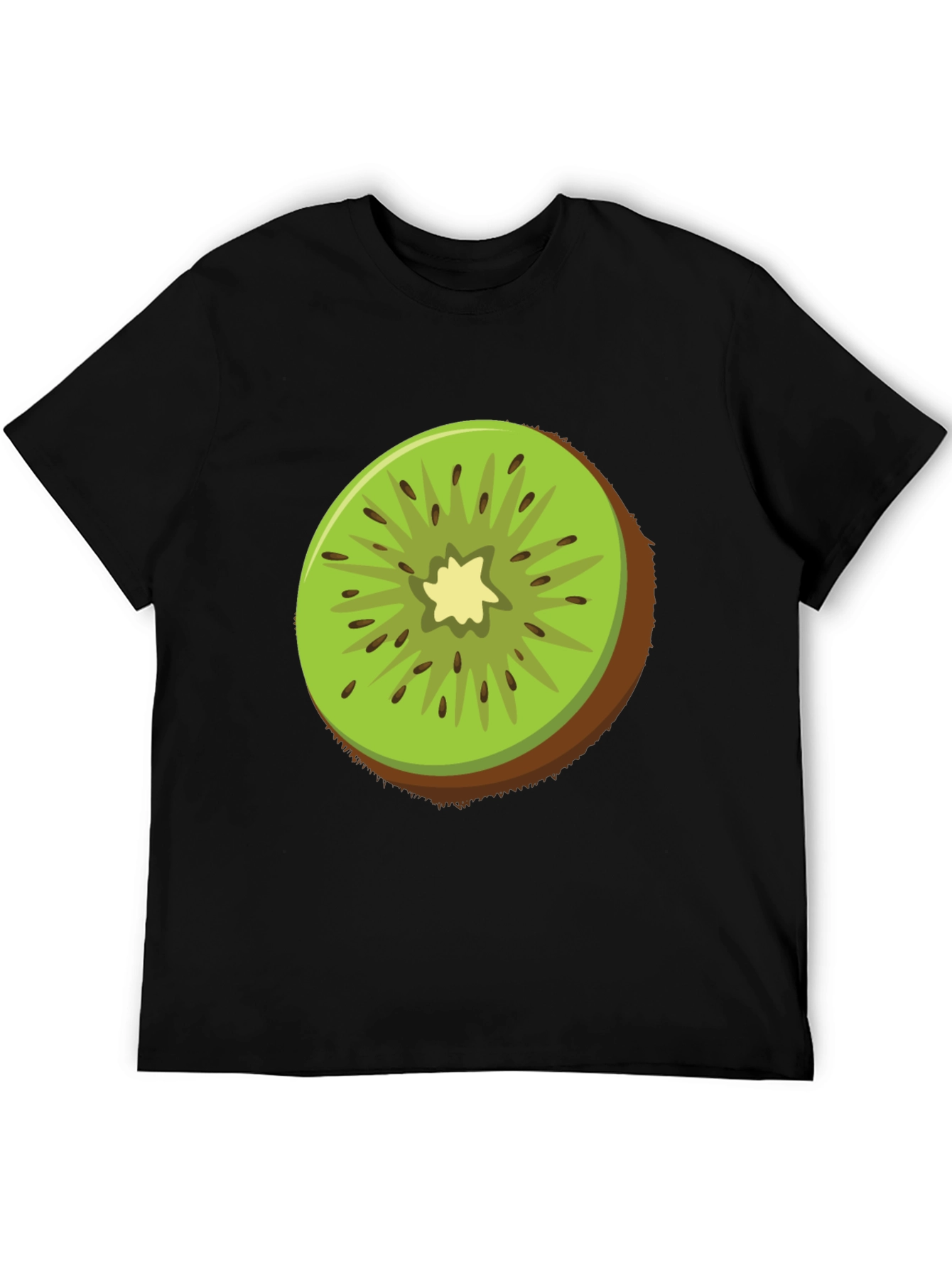 Kiwi Fruit Graphic Tee - Black Cotton T-Shirt