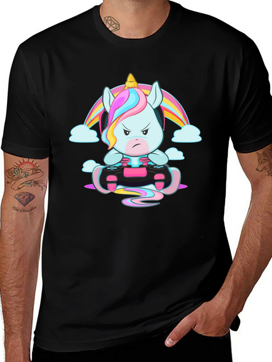 Unicorn Gamer T-Shirt - Black Cotton Blend