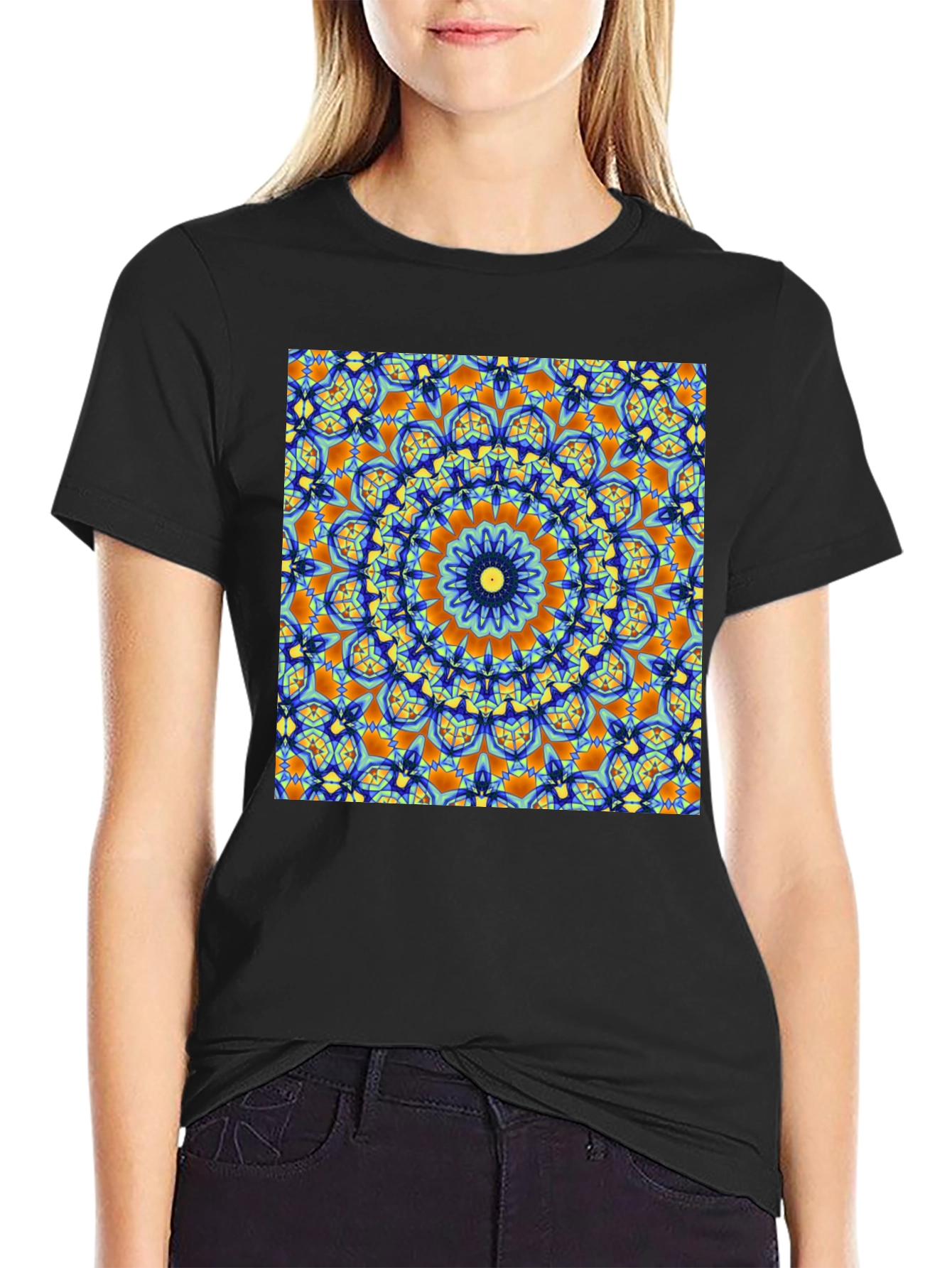 Mandala Art Print Black T-Shirt