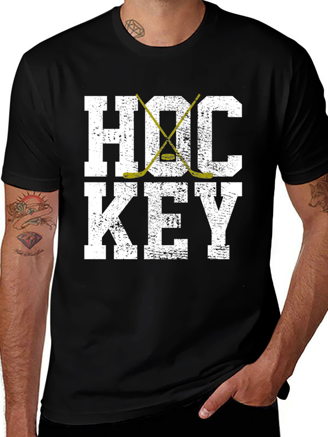 Hockey Graphic T-Shirt - Distressed Print