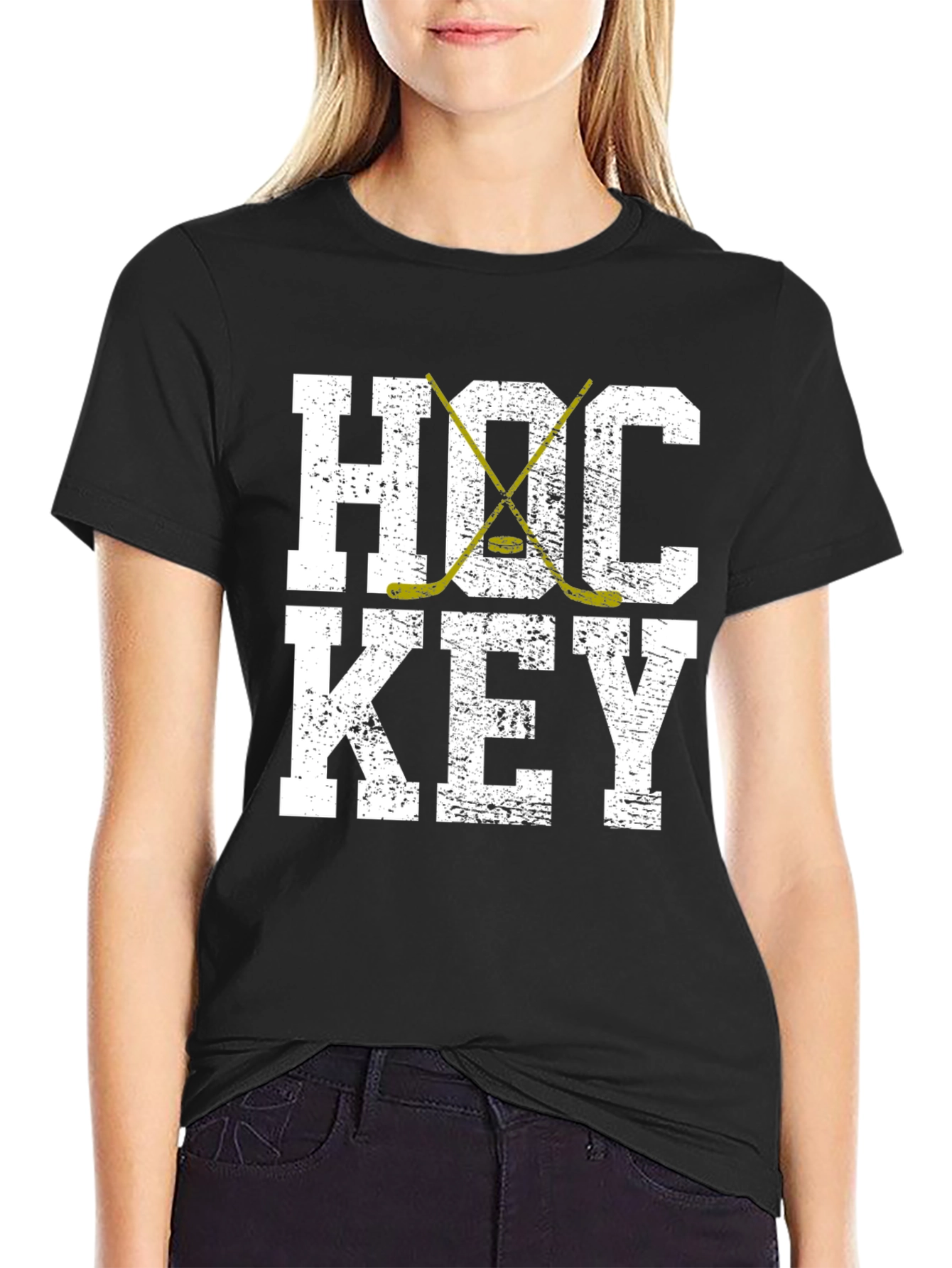 Hockey Graphic T-Shirt - Distressed Print