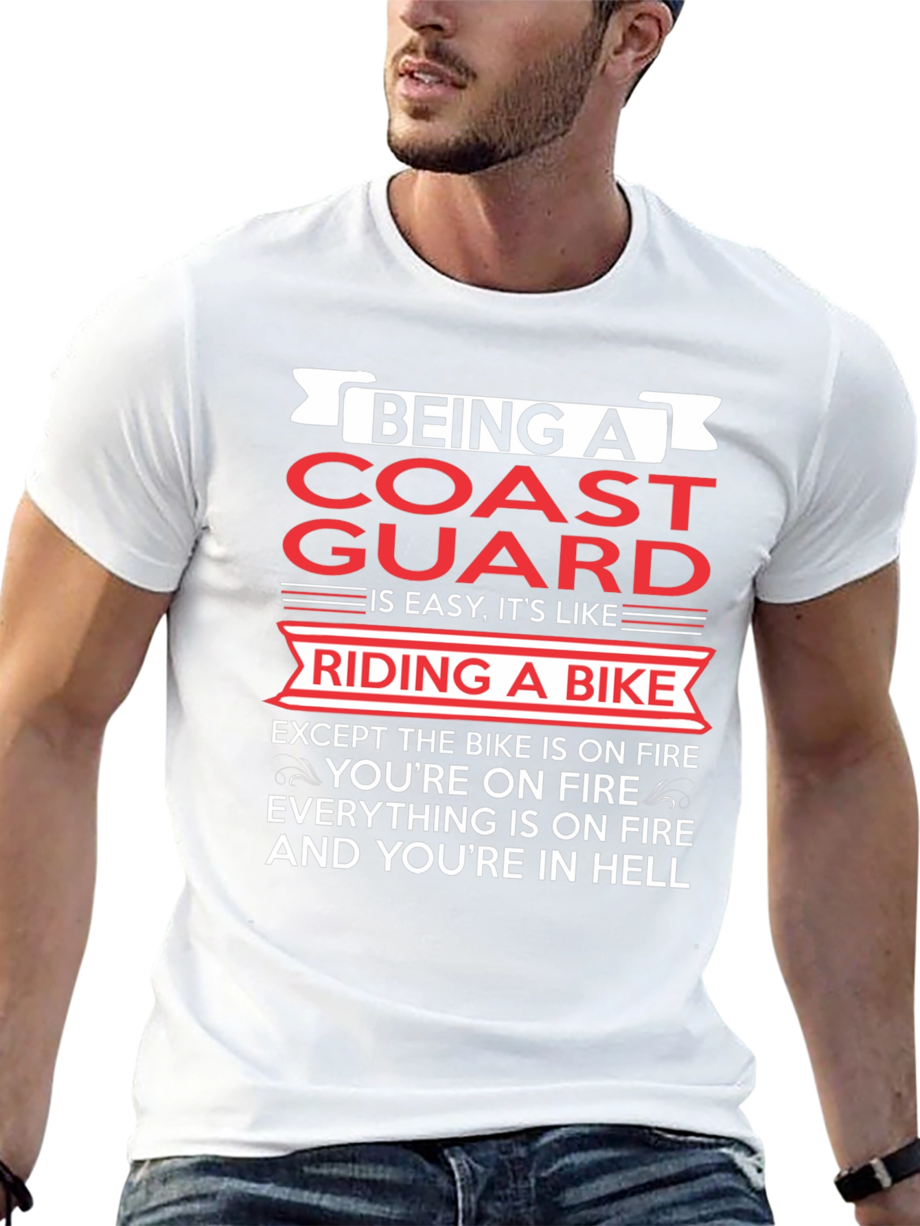 Coast Guard Riding Bike Graphic Tee
