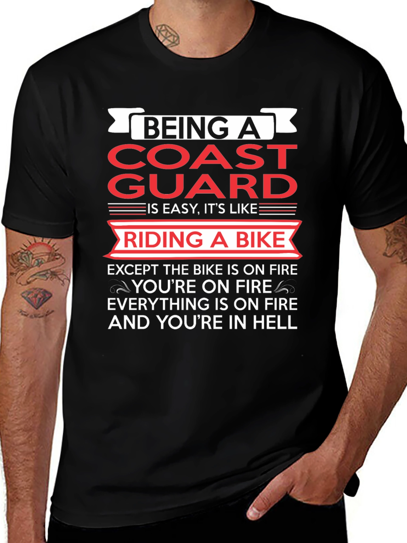 Coast Guard Riding Bike Graphic Tee