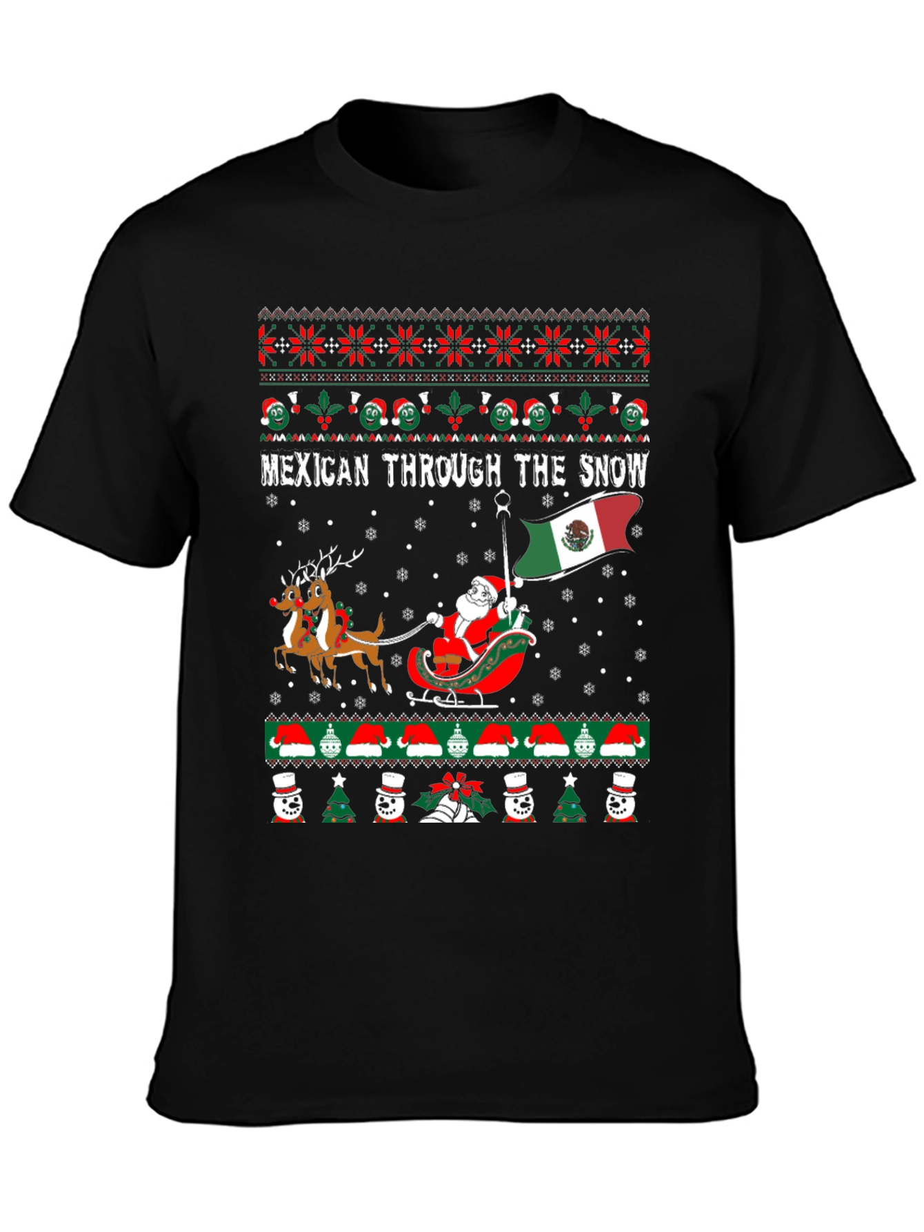 Mexican Through The Snow Ugly Christmas T-Shirt