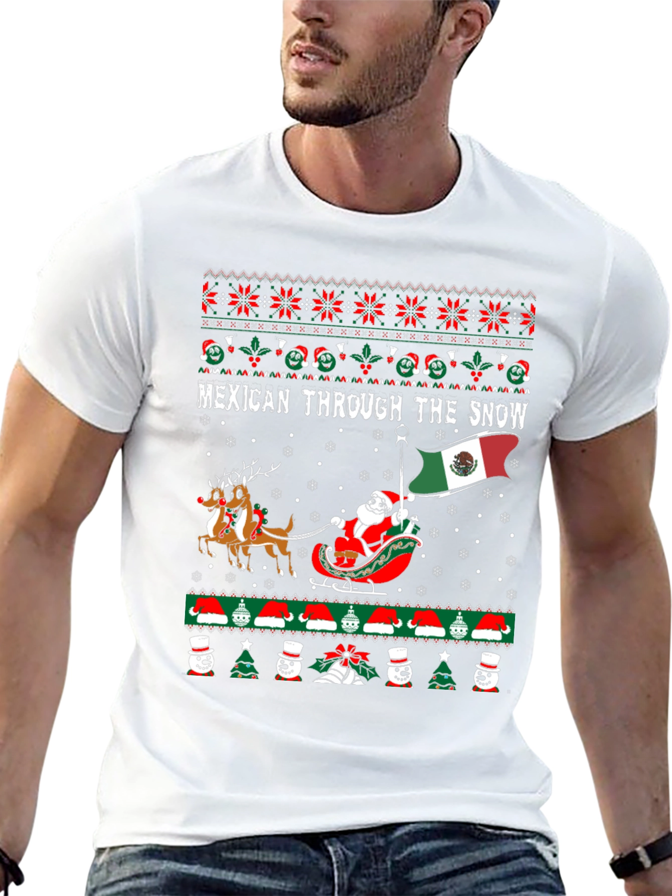 Mexican Through The Snow Ugly Christmas T-Shirt
