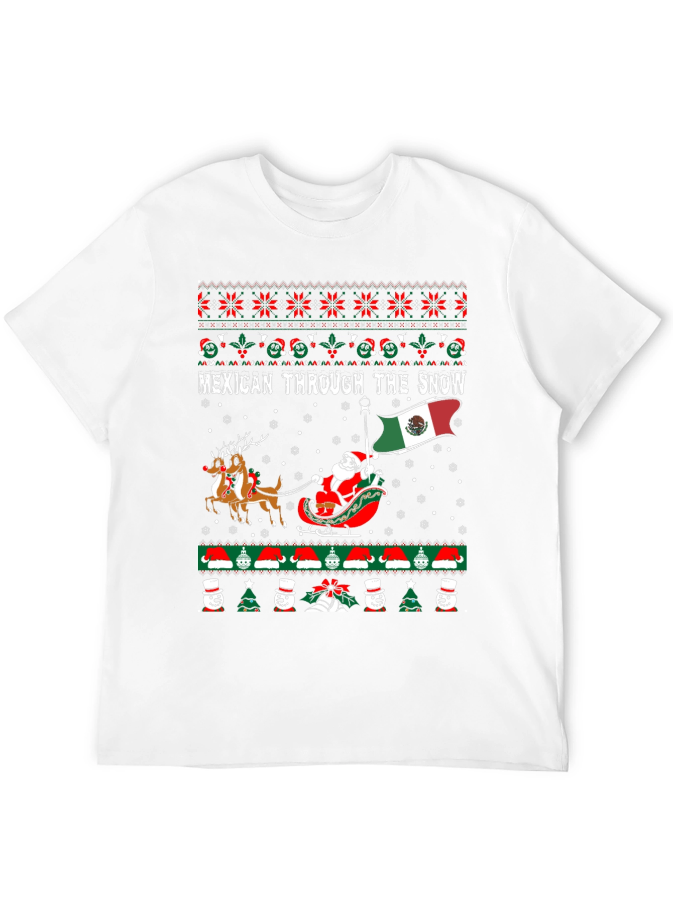 Mexican Through The Snow Ugly Christmas T-Shirt