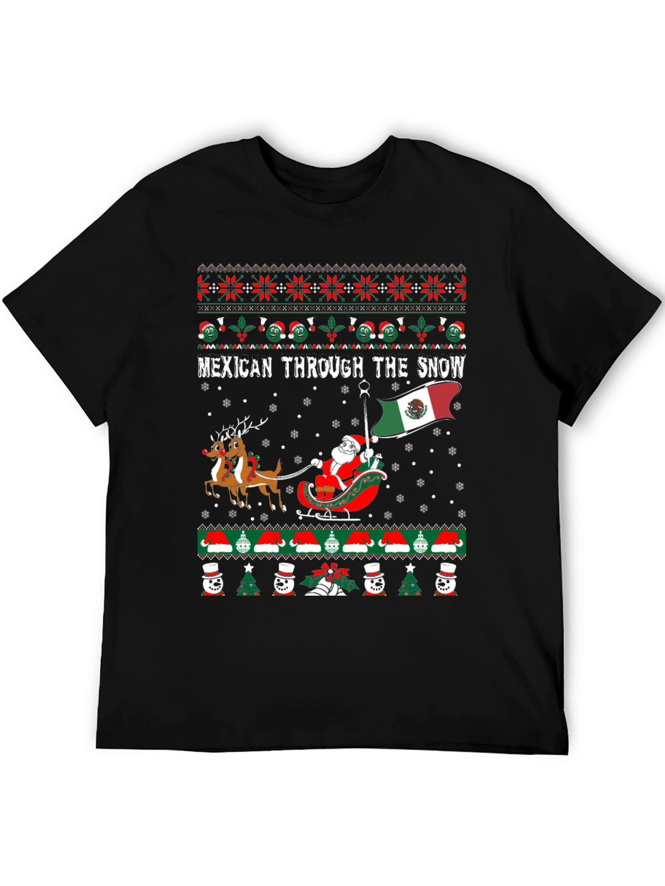 Mexican Through The Snow Ugly Christmas T-Shirt