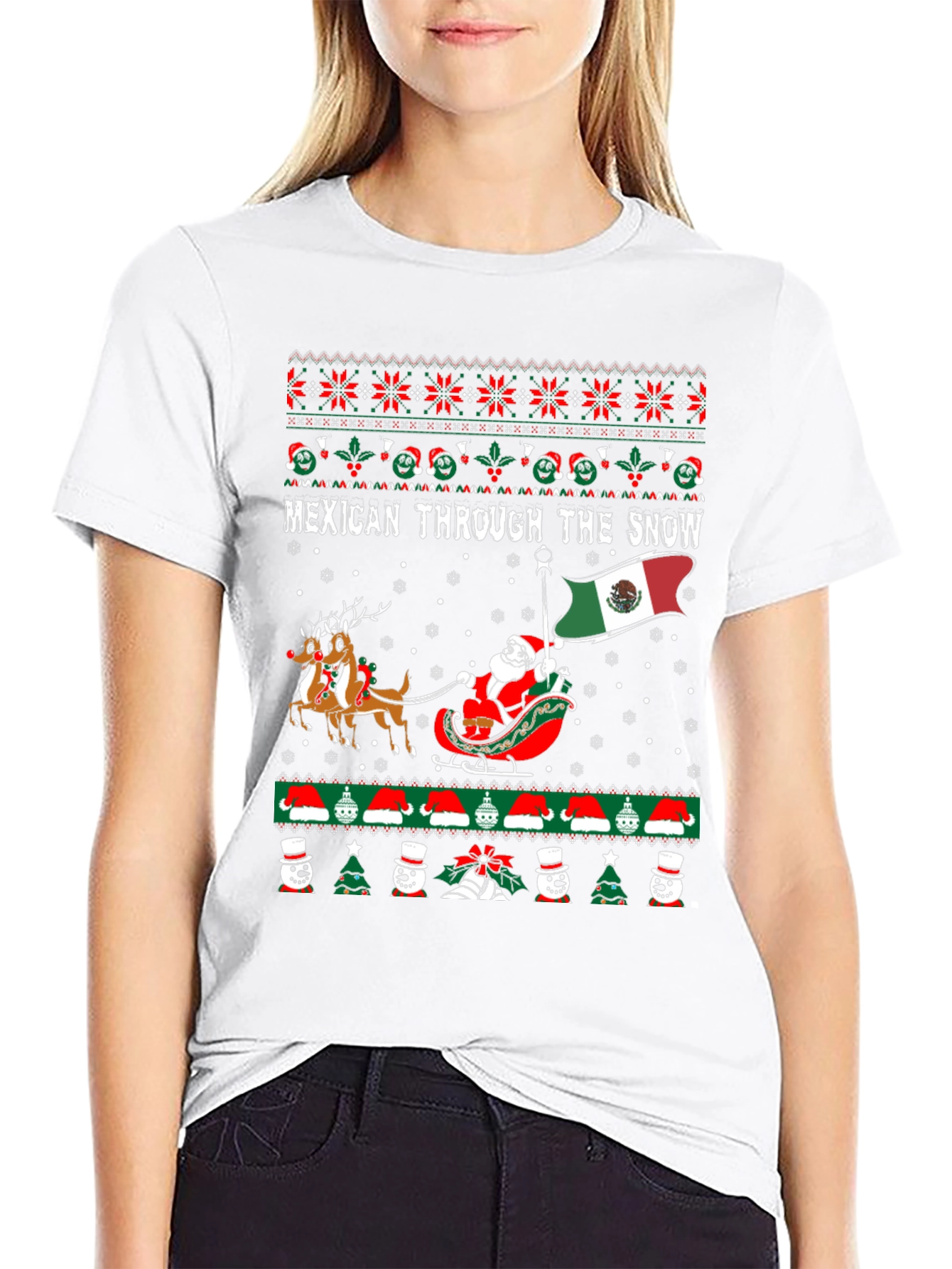 Mexican Through The Snow Ugly Christmas T-Shirt