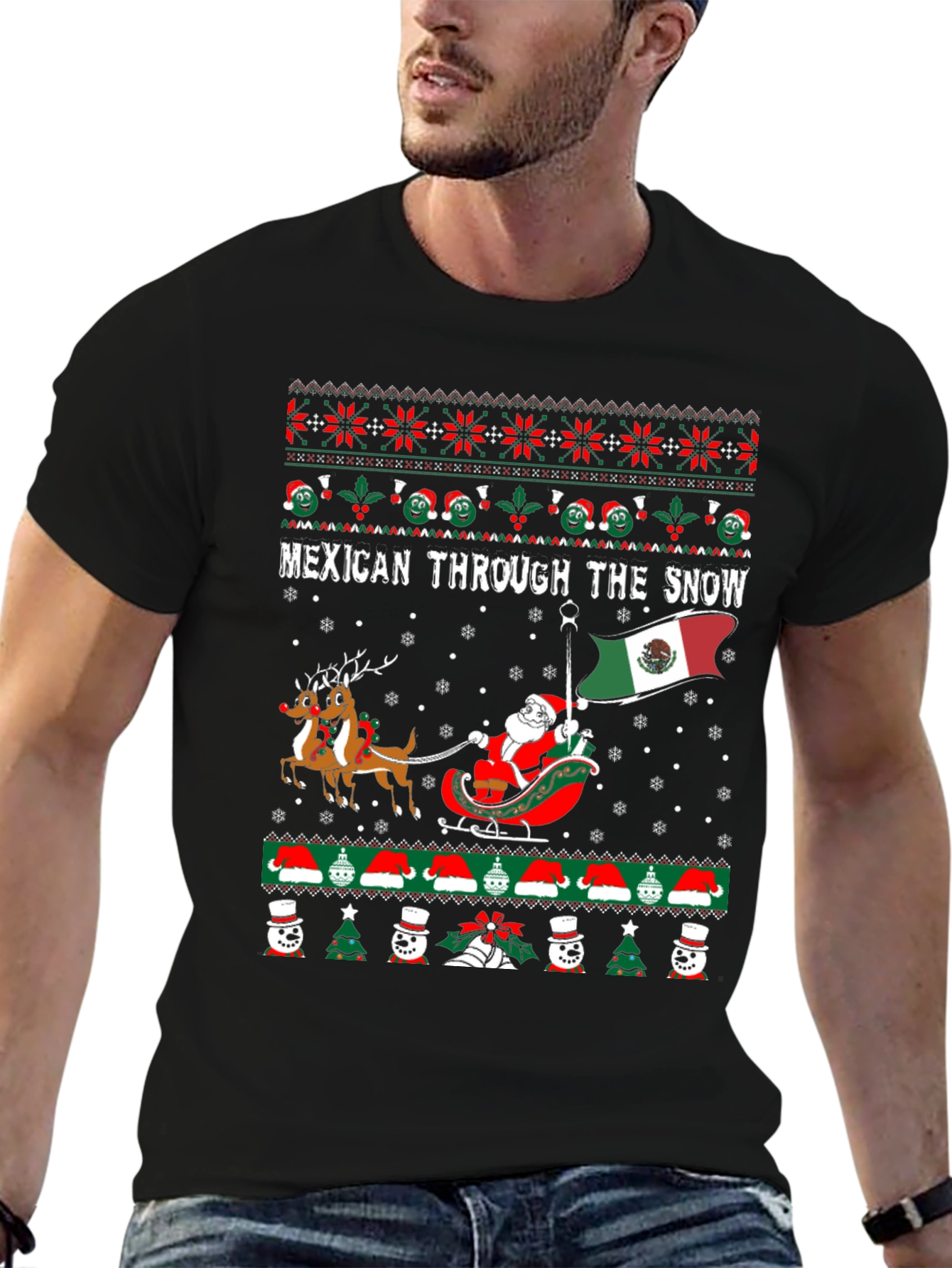 Mexican Through The Snow Ugly Christmas T-Shirt
