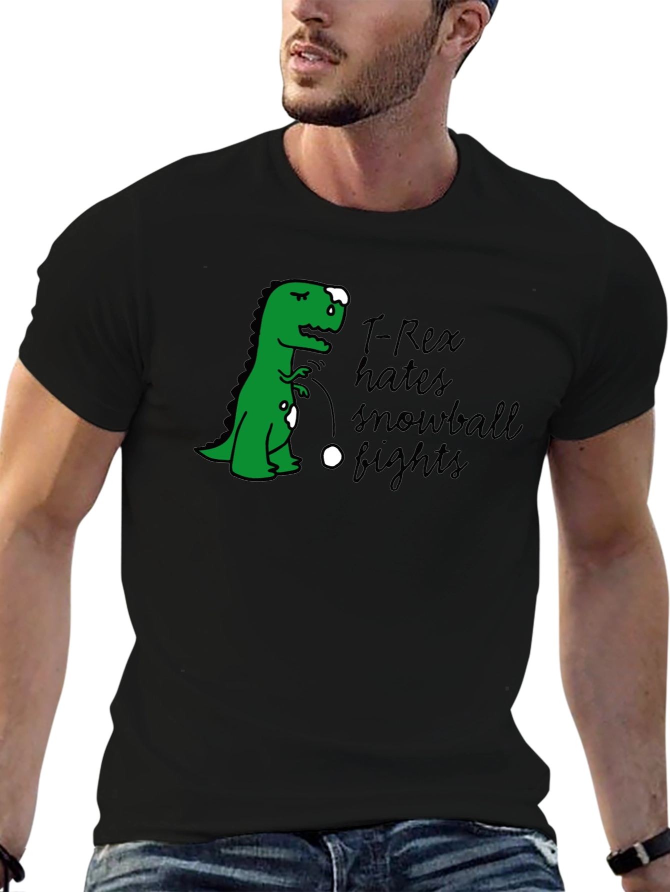 T-Rex Hates Snowball Fights Graphic T-Shirt