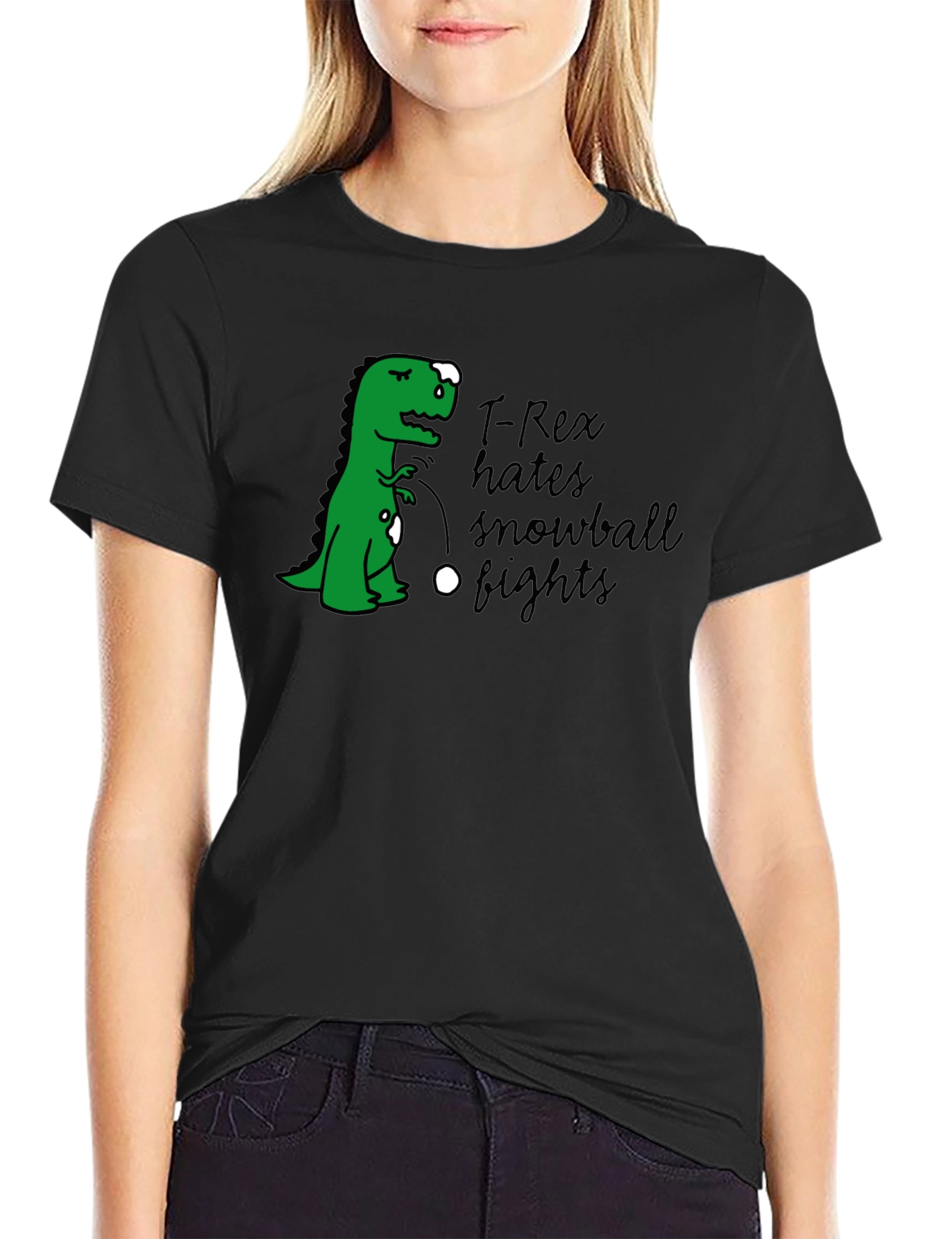 T-Rex Hates Snowball Fights Graphic T-Shirt