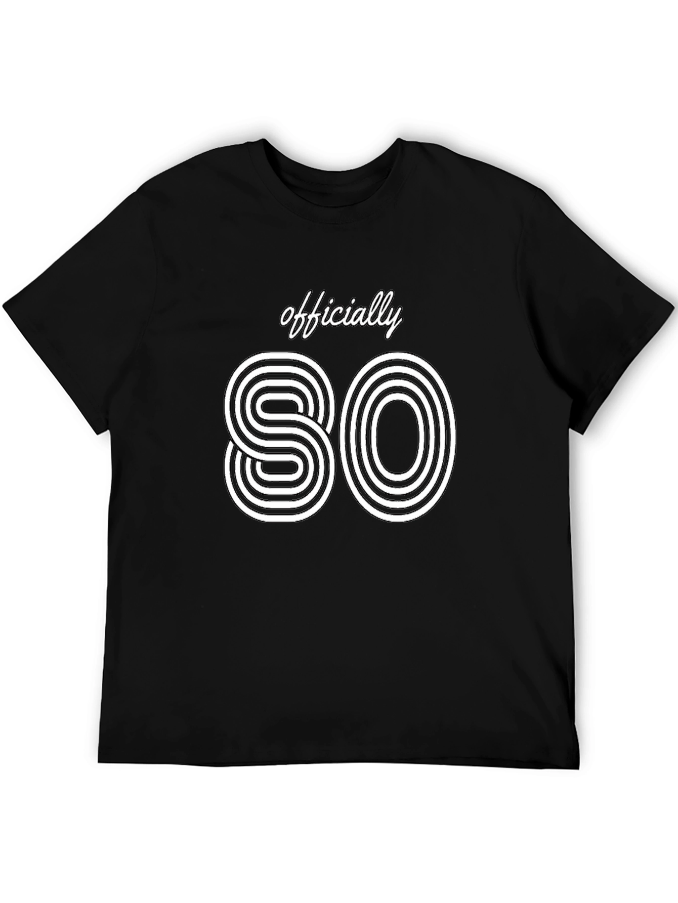Officially 80 Retro Style Black T-Shirt