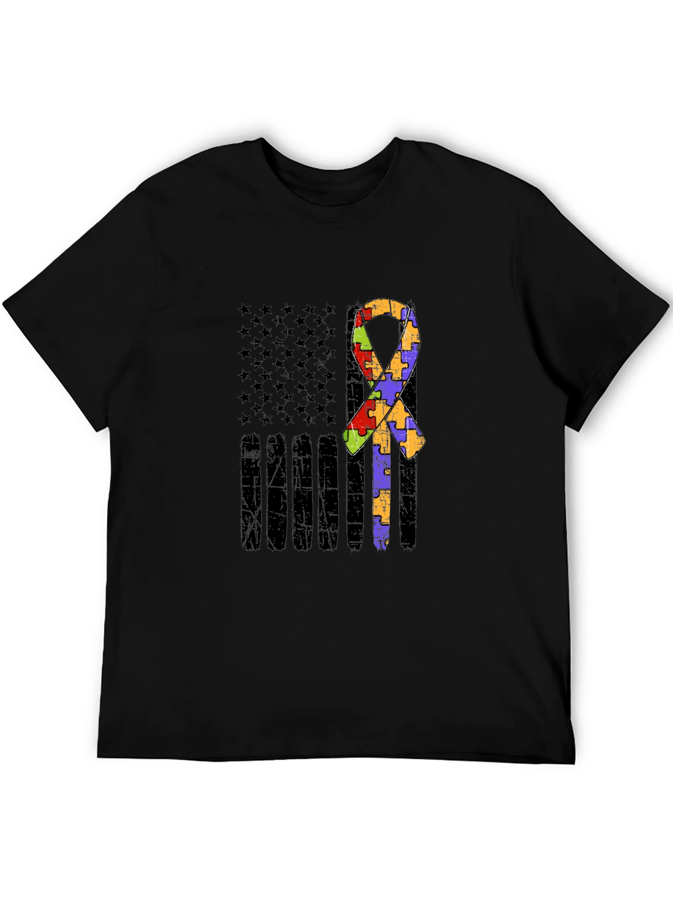 Autism Awareness American Flag T-Shirt