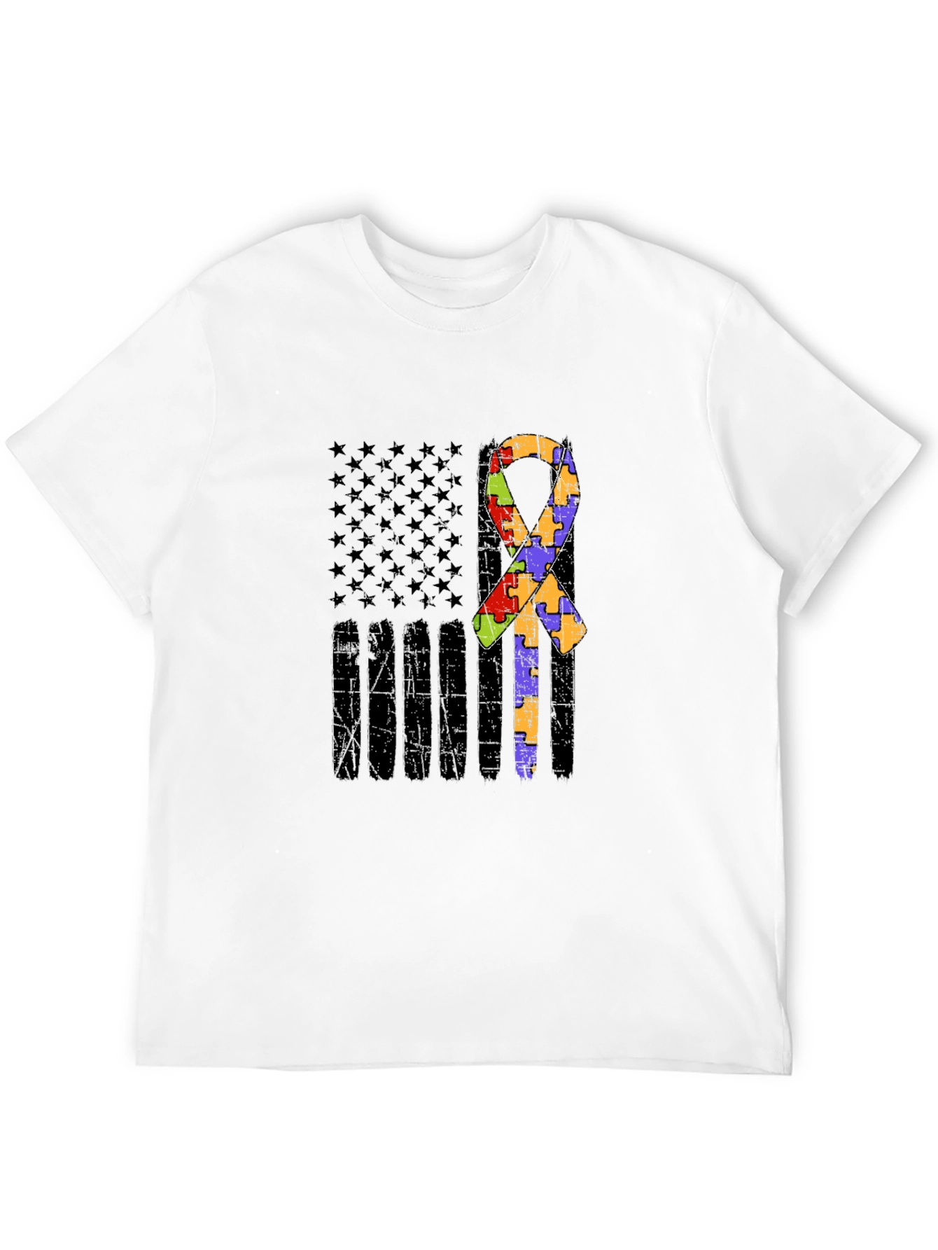 Autism Awareness American Flag T-Shirt