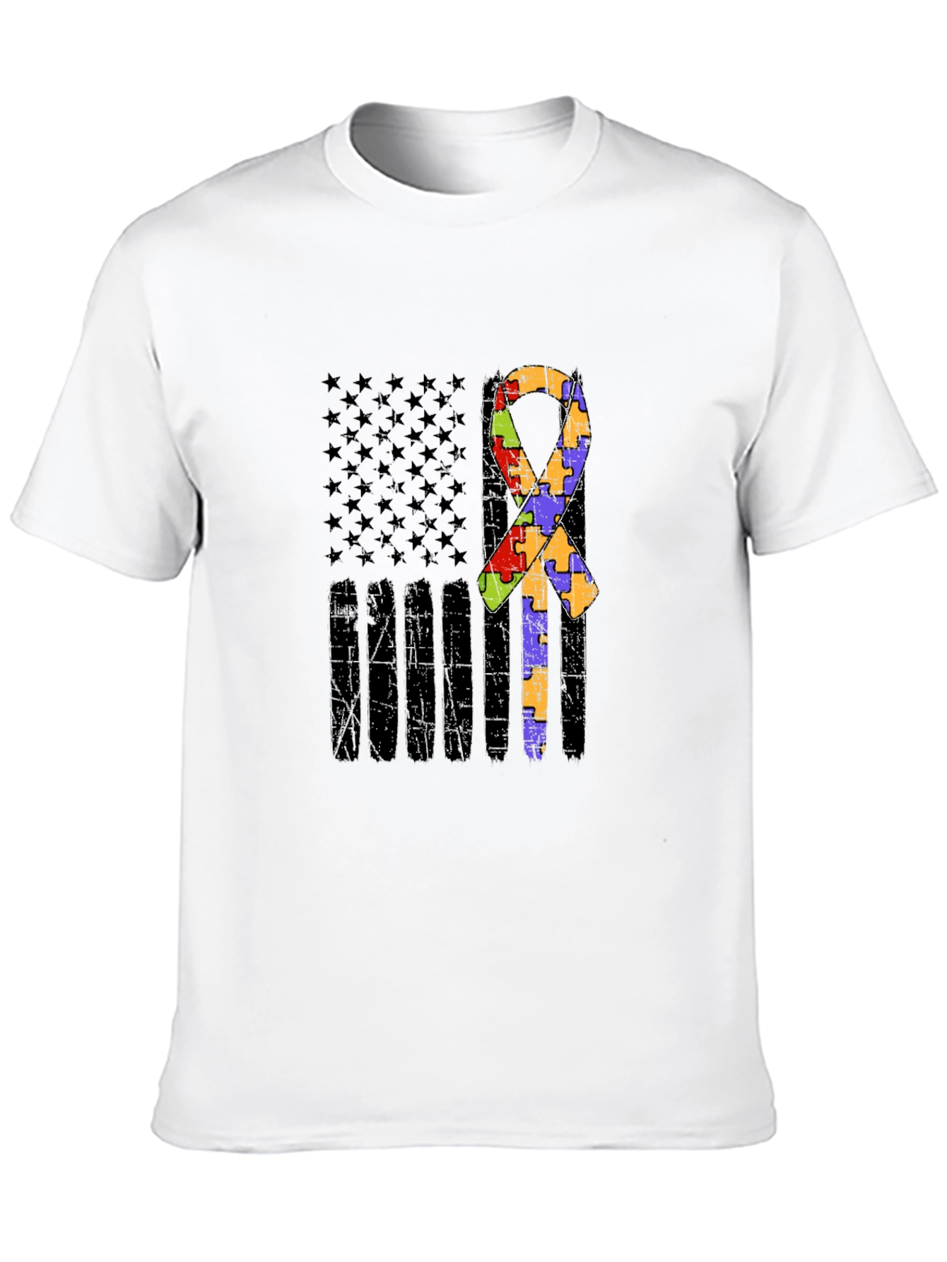 Autism Awareness American Flag T-Shirt