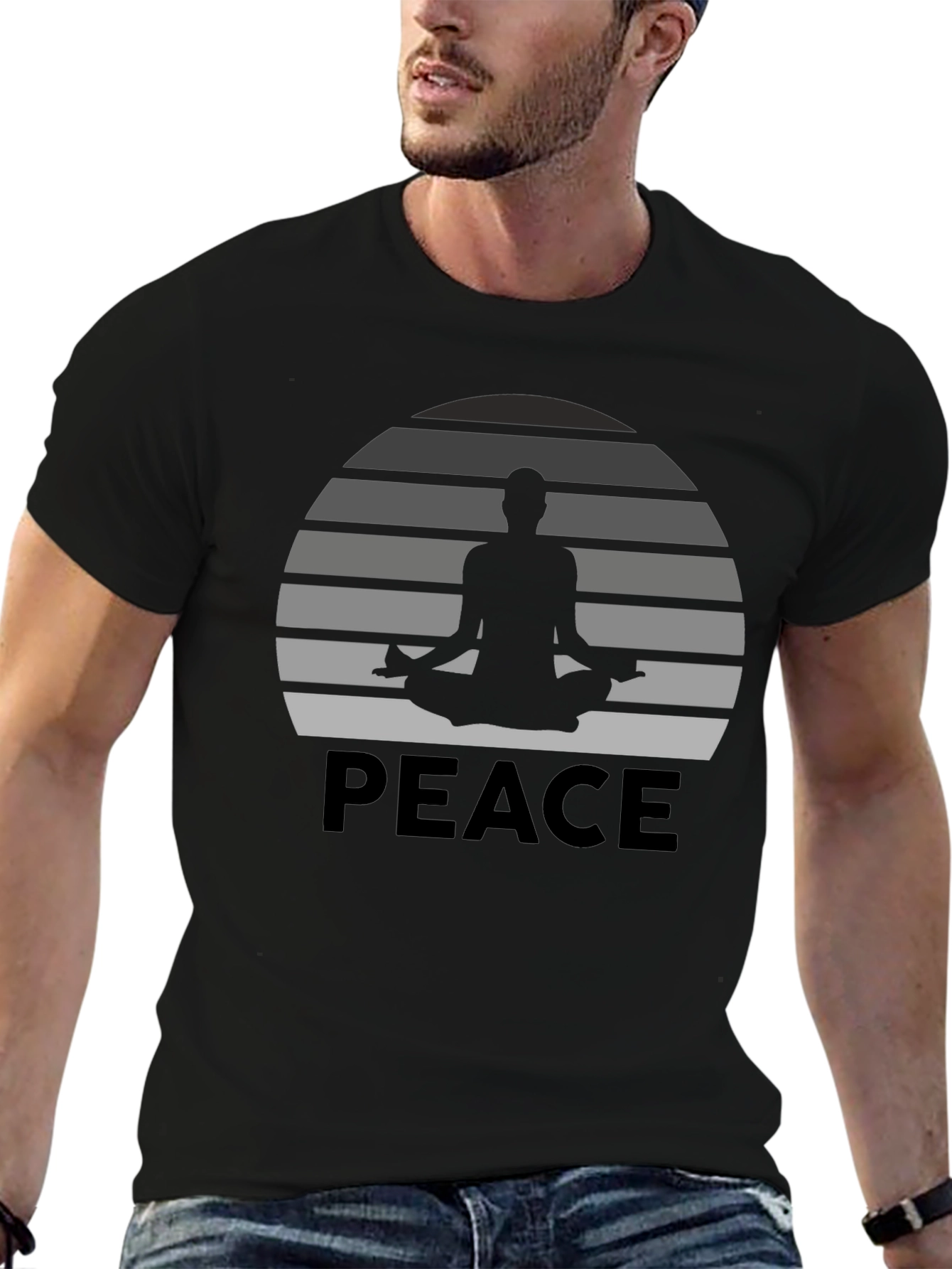 Peace Yoga Meditation Graphic Tee - Black