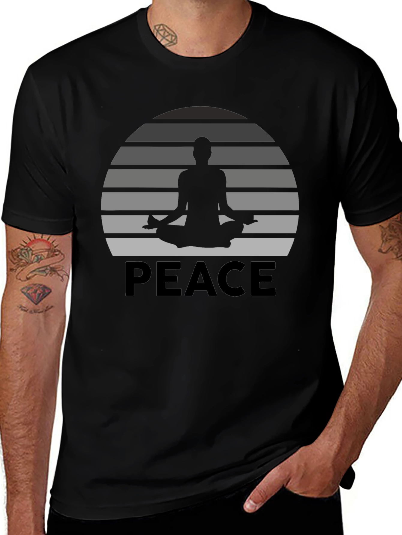 Peace Yoga Meditation Graphic Tee - Black