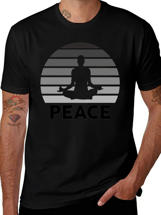 Peace Yoga Meditation Graphic Tee - Black
