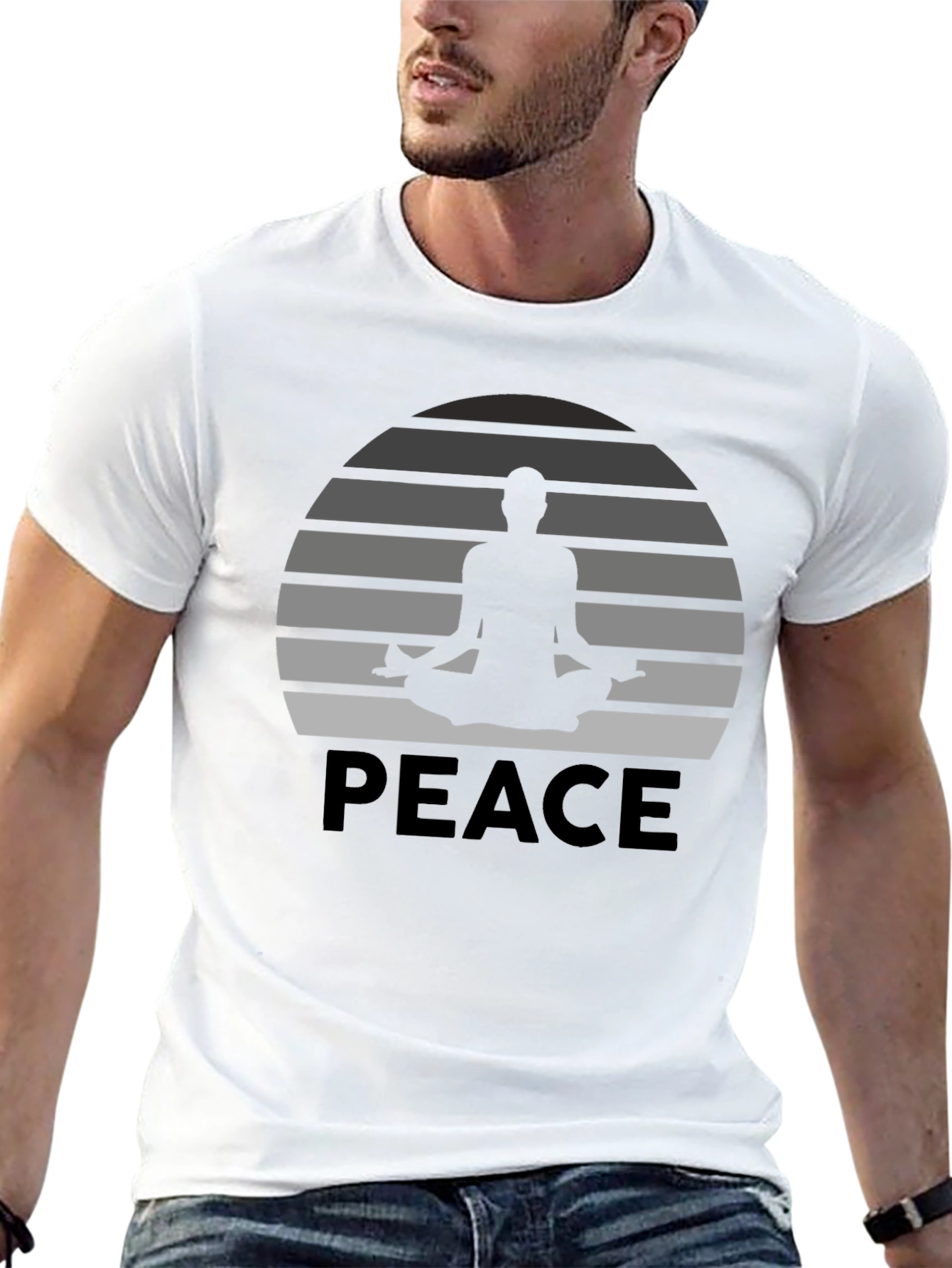 Peace Yoga Meditation Graphic Tee - Black