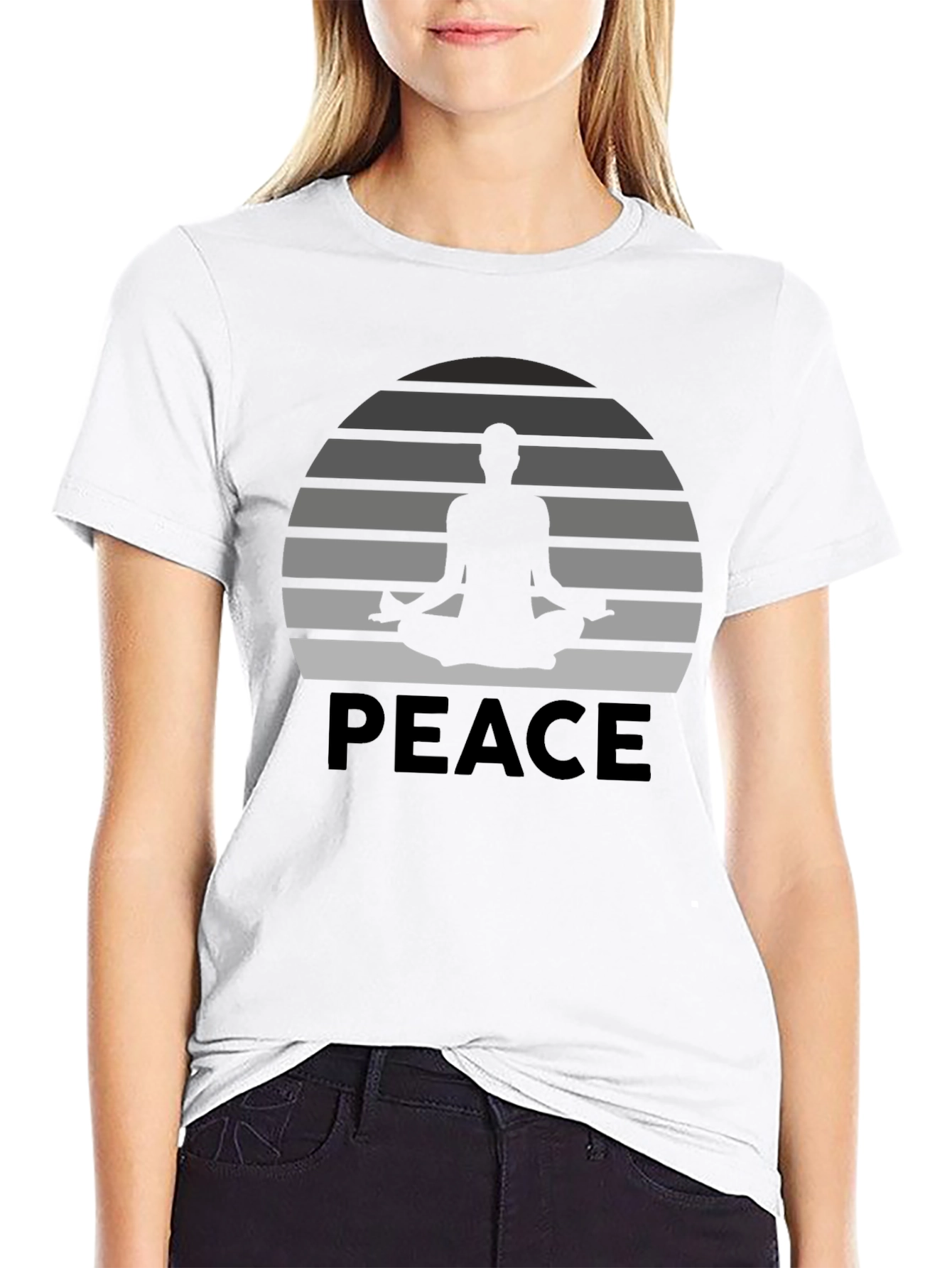 Peace Yoga Meditation Graphic Tee - Black