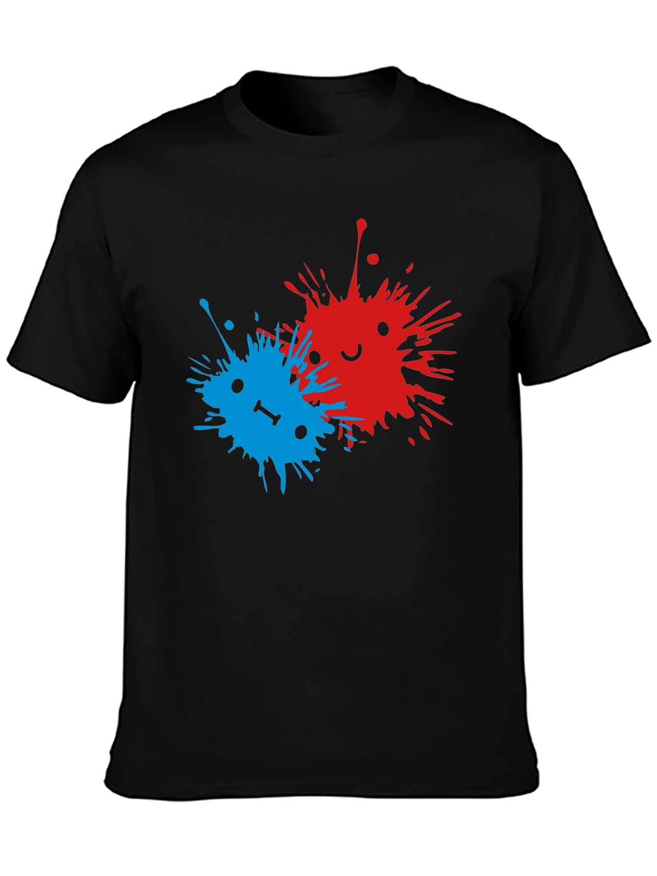 Abstract Splatter Face Black T-Shirt