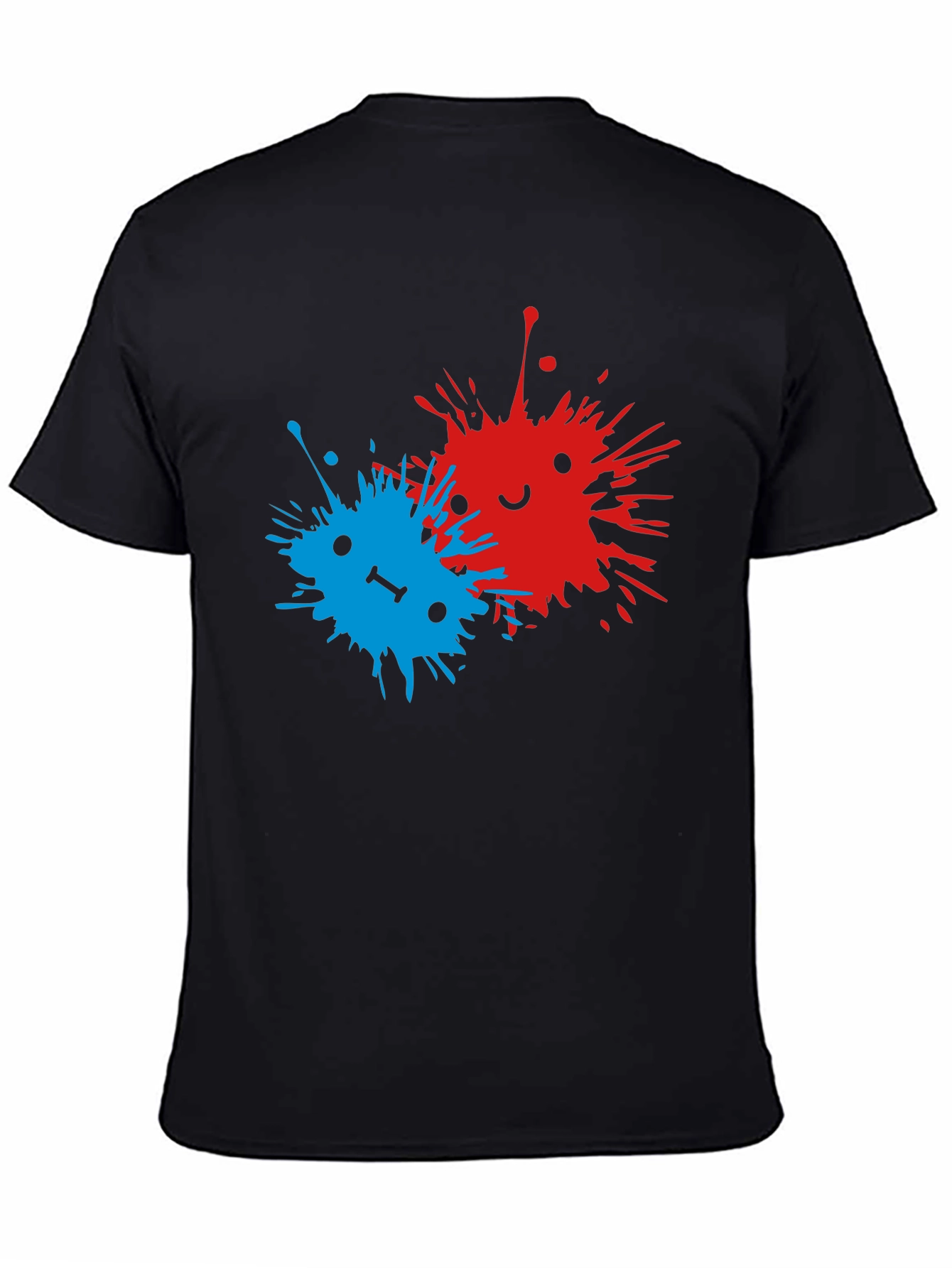 Abstract Splatter Face Black T-Shirt