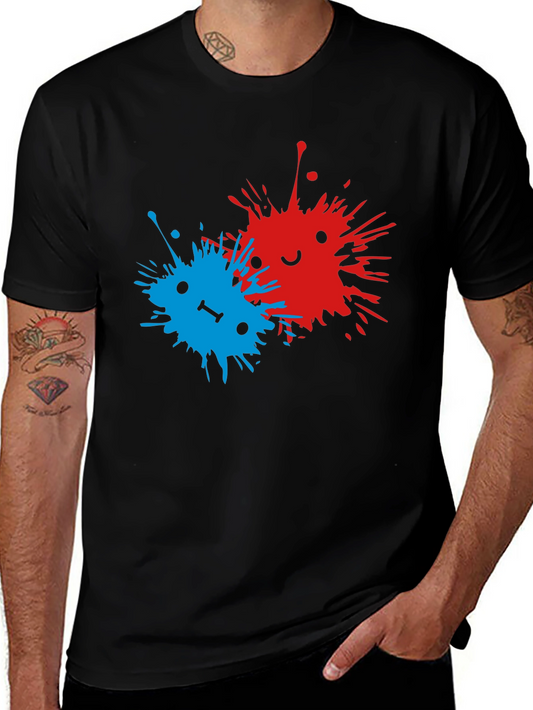 Abstract Splatter Face Black T-Shirt