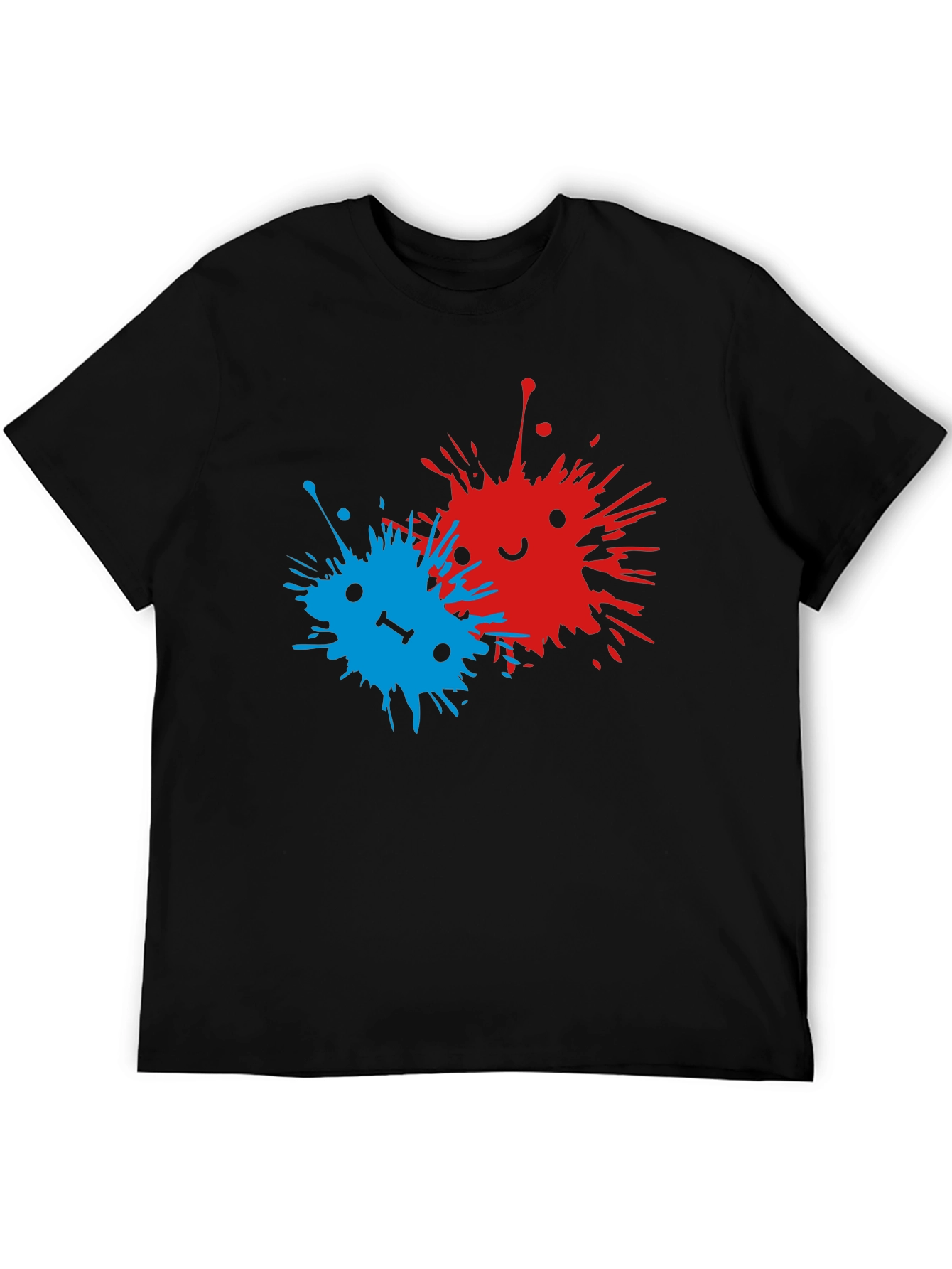 Abstract Splatter Face Black T-Shirt