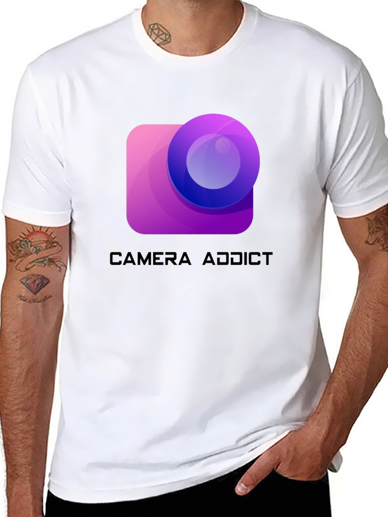 Camera Addict Graphic T-Shirt - Photography Lover Tee