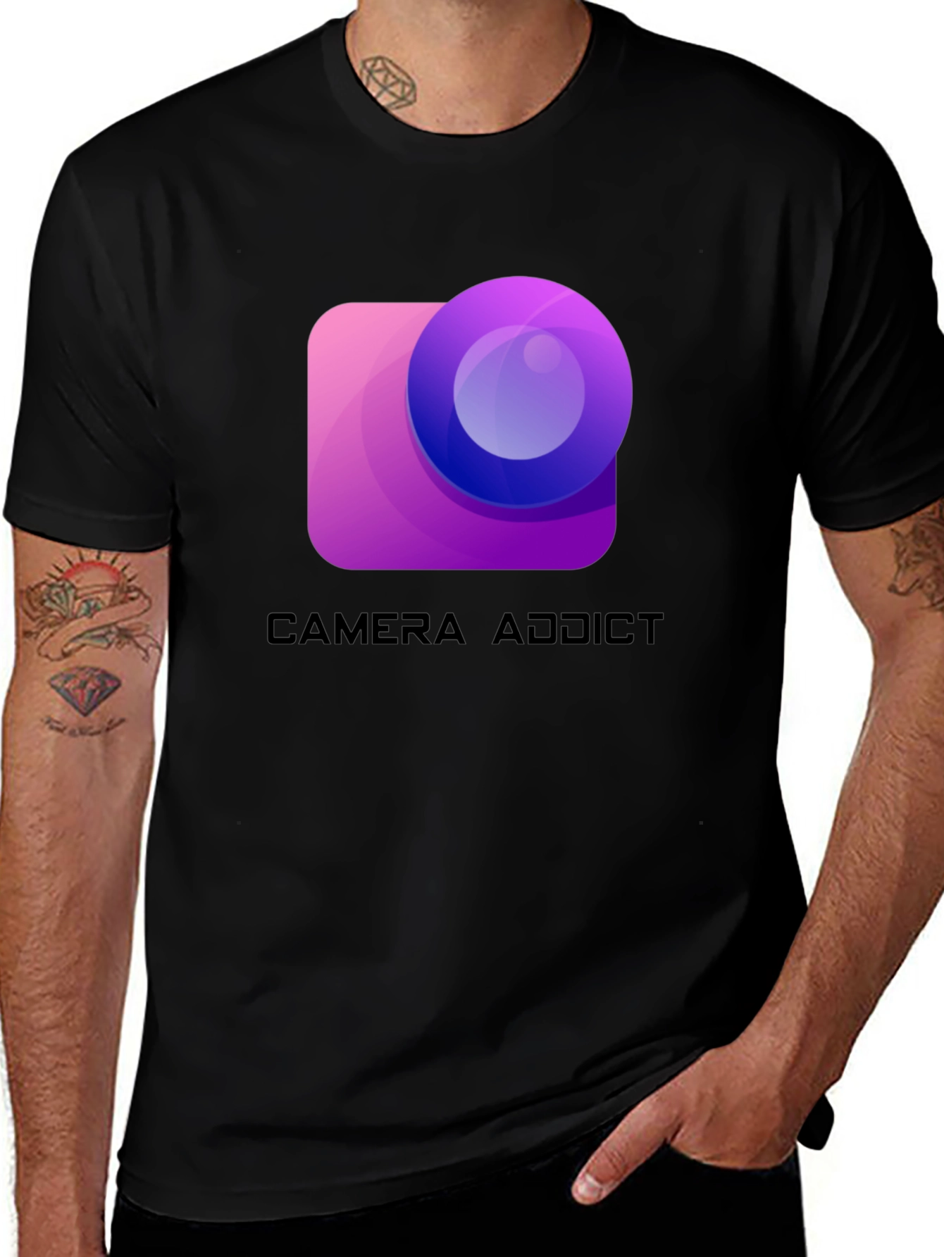 Camera Addict Graphic T-Shirt - Photography Lover Tee