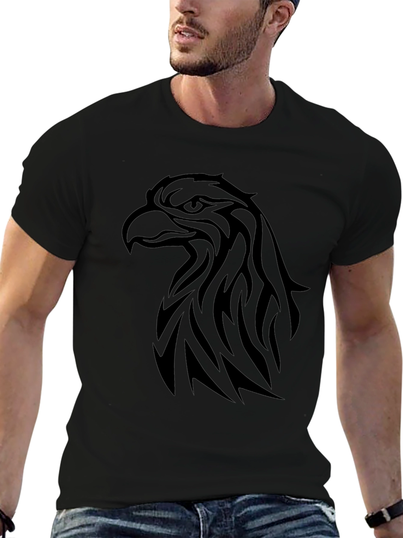 Black Eagle Graphic Tee - Tribal Design