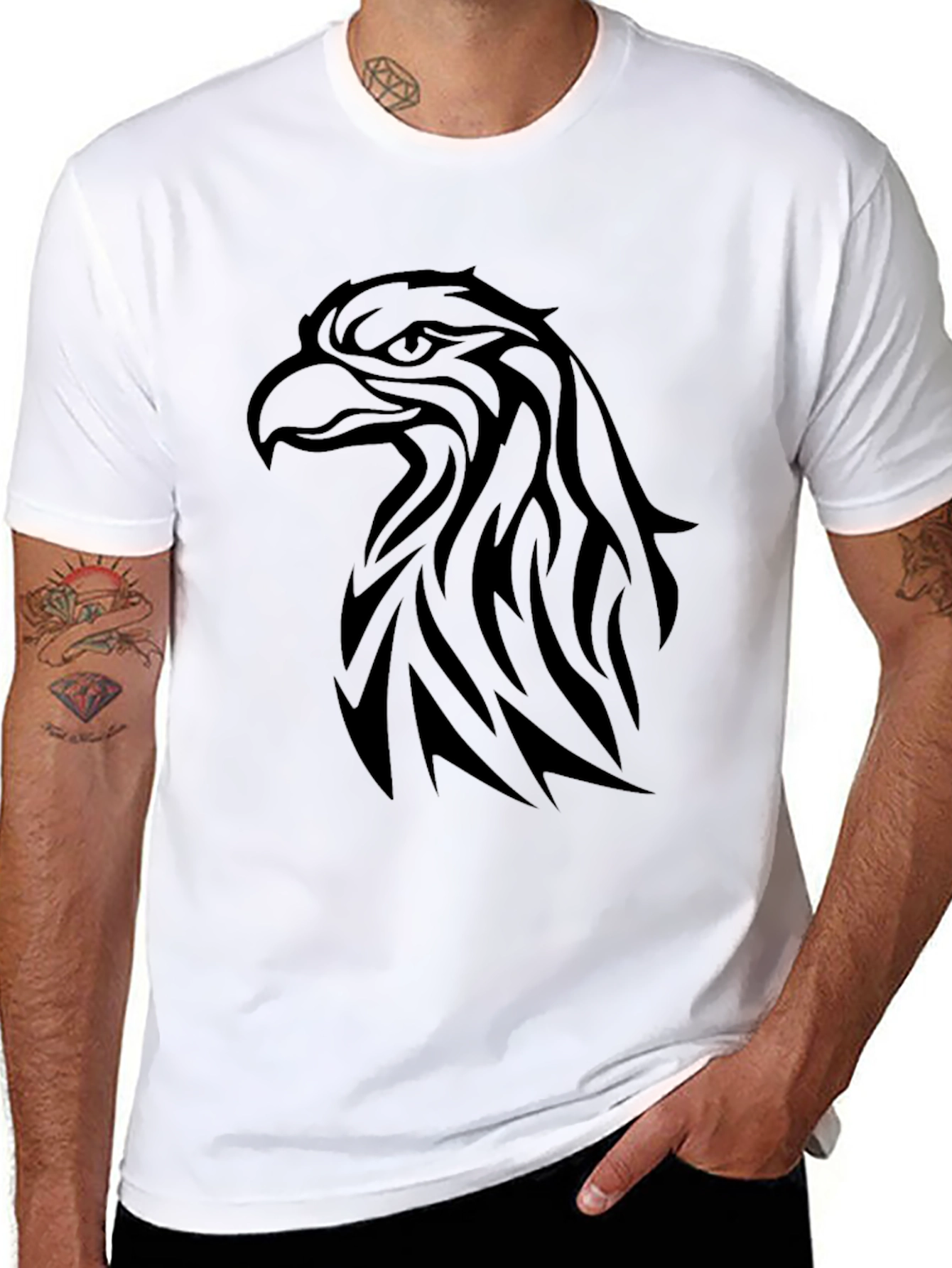 Black Eagle Graphic Tee - Tribal Design