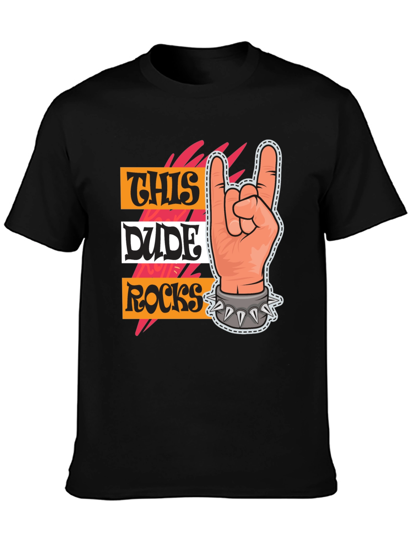 This Dude Rocks T-Shirt: Rock On Hand Graphic Tee