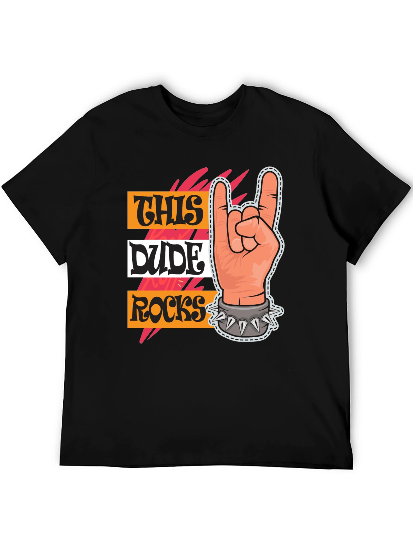 This Dude Rocks T-Shirt: Rock On Hand Graphic Tee