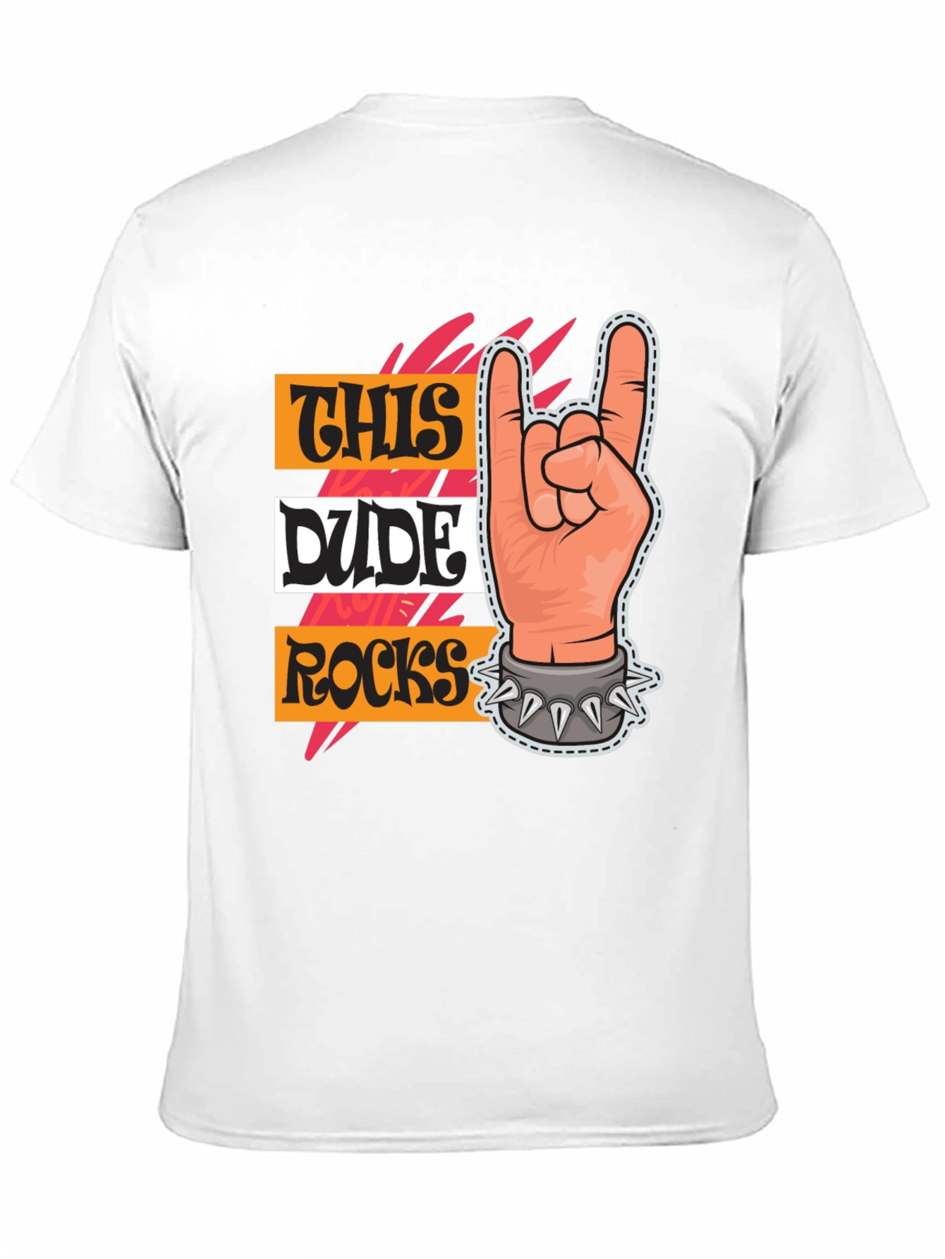 This Dude Rocks T-Shirt: Rock On Hand Graphic Tee