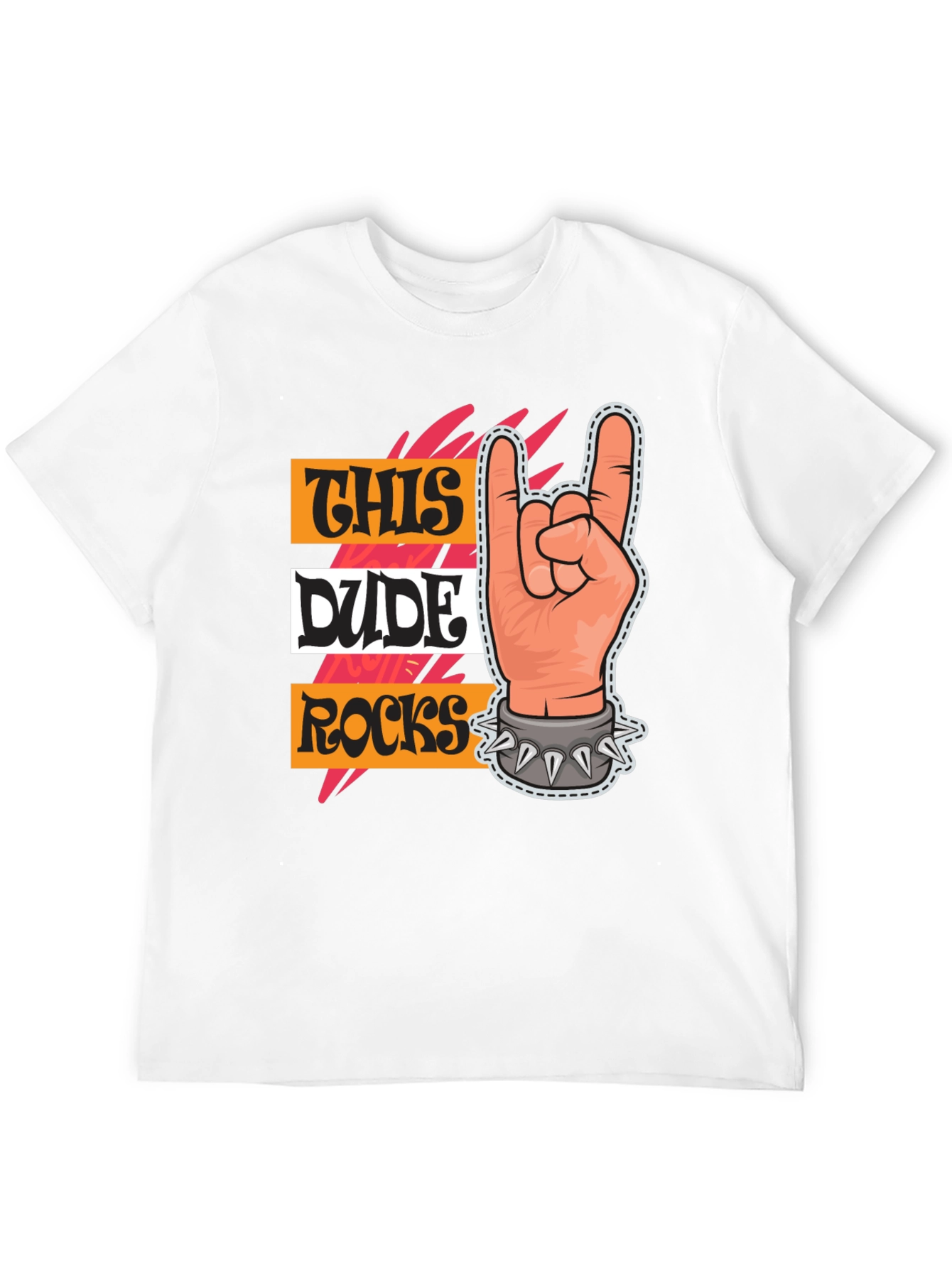 This Dude Rocks T-Shirt: Rock On Hand Graphic Tee