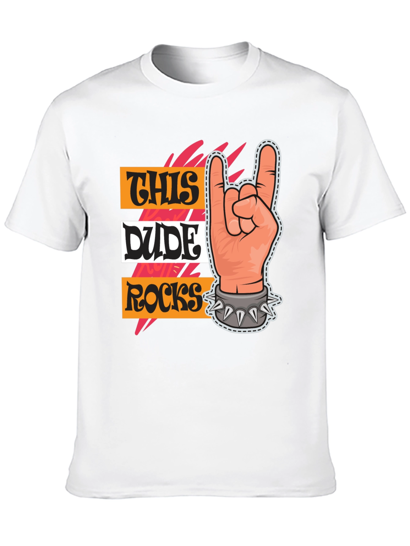 This Dude Rocks T-Shirt: Rock On Hand Graphic Tee