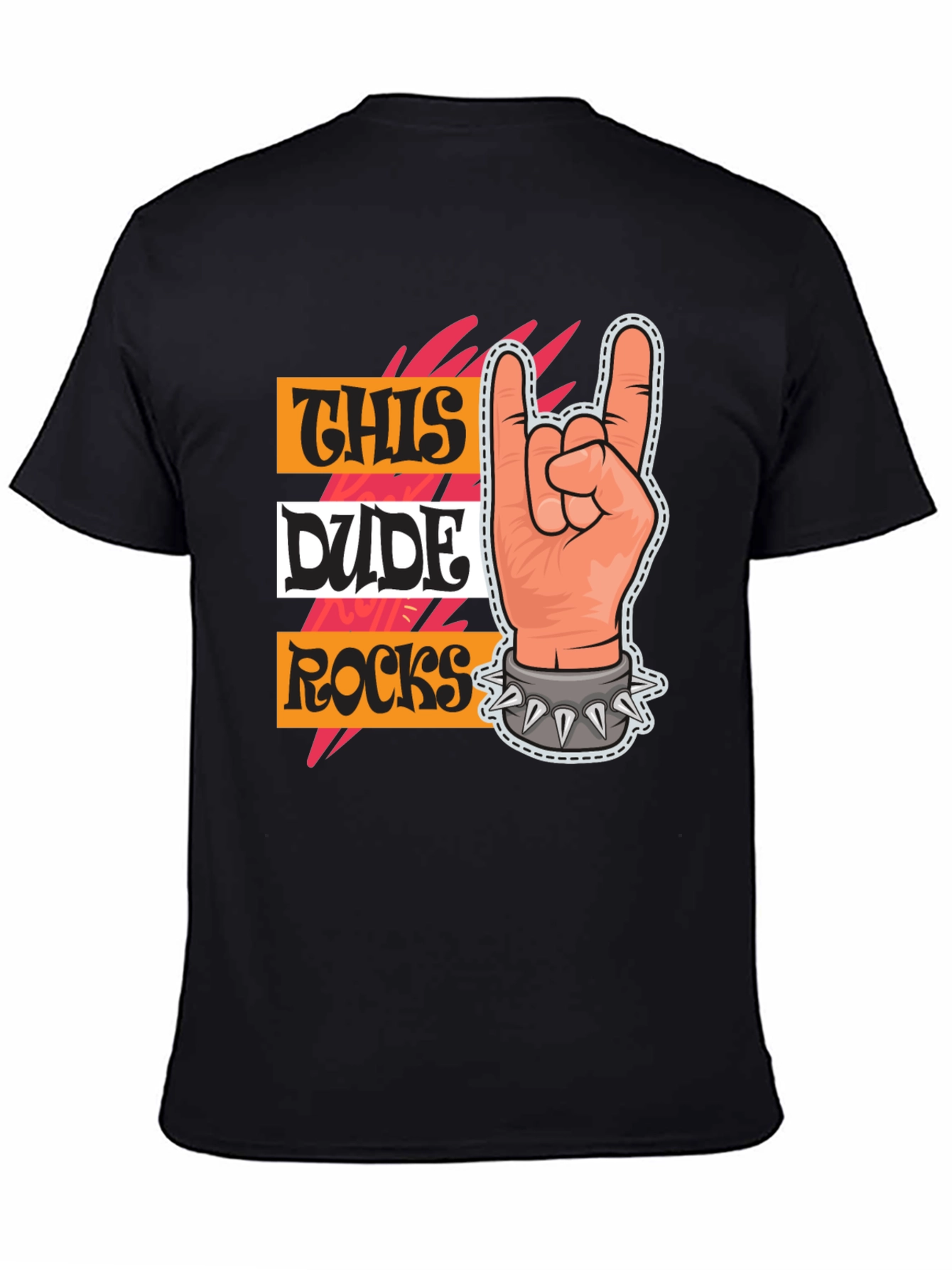 This Dude Rocks T-Shirt: Rock On Hand Graphic Tee