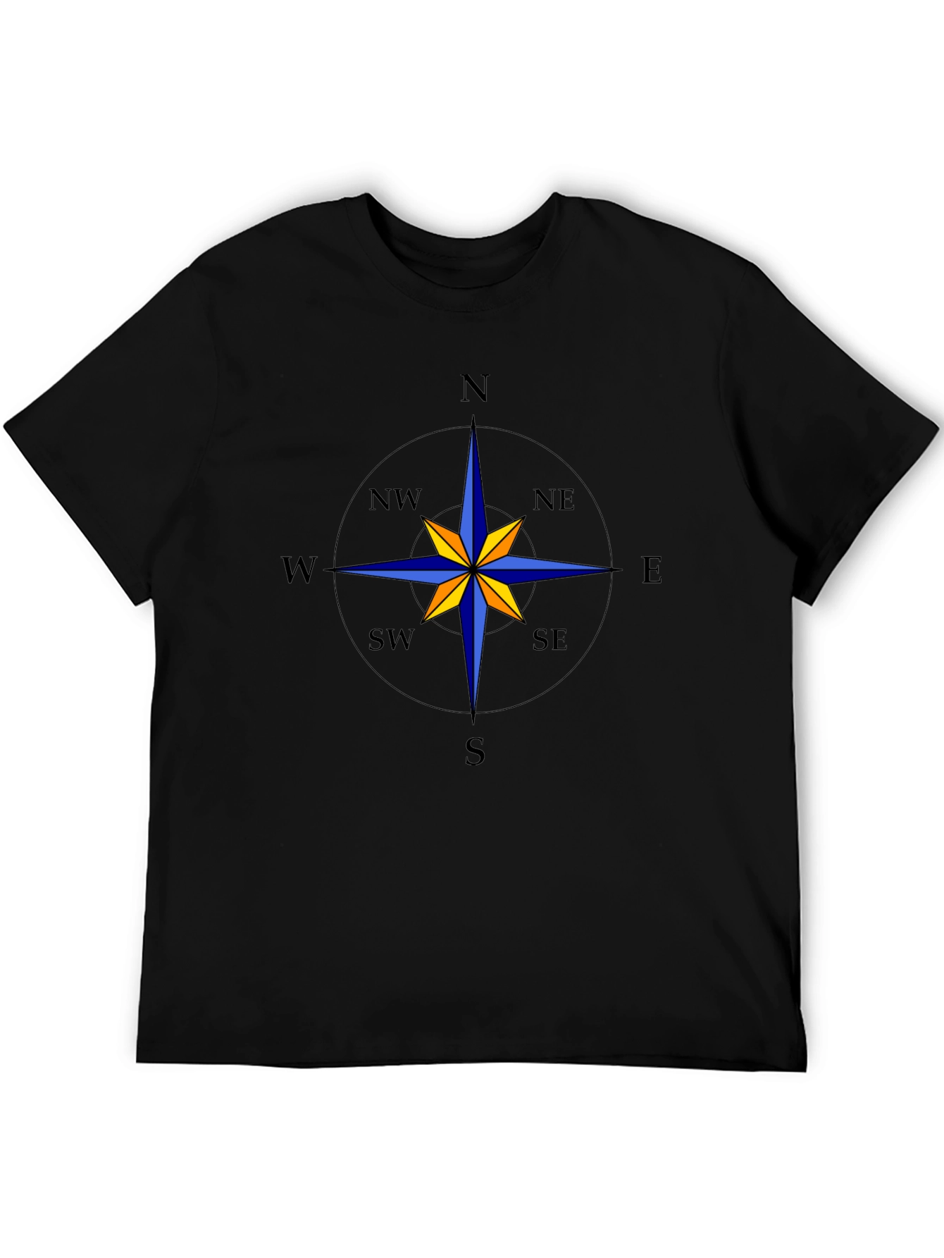 Compass Rose Graphic Tee - Black Cotton T-Shirt
