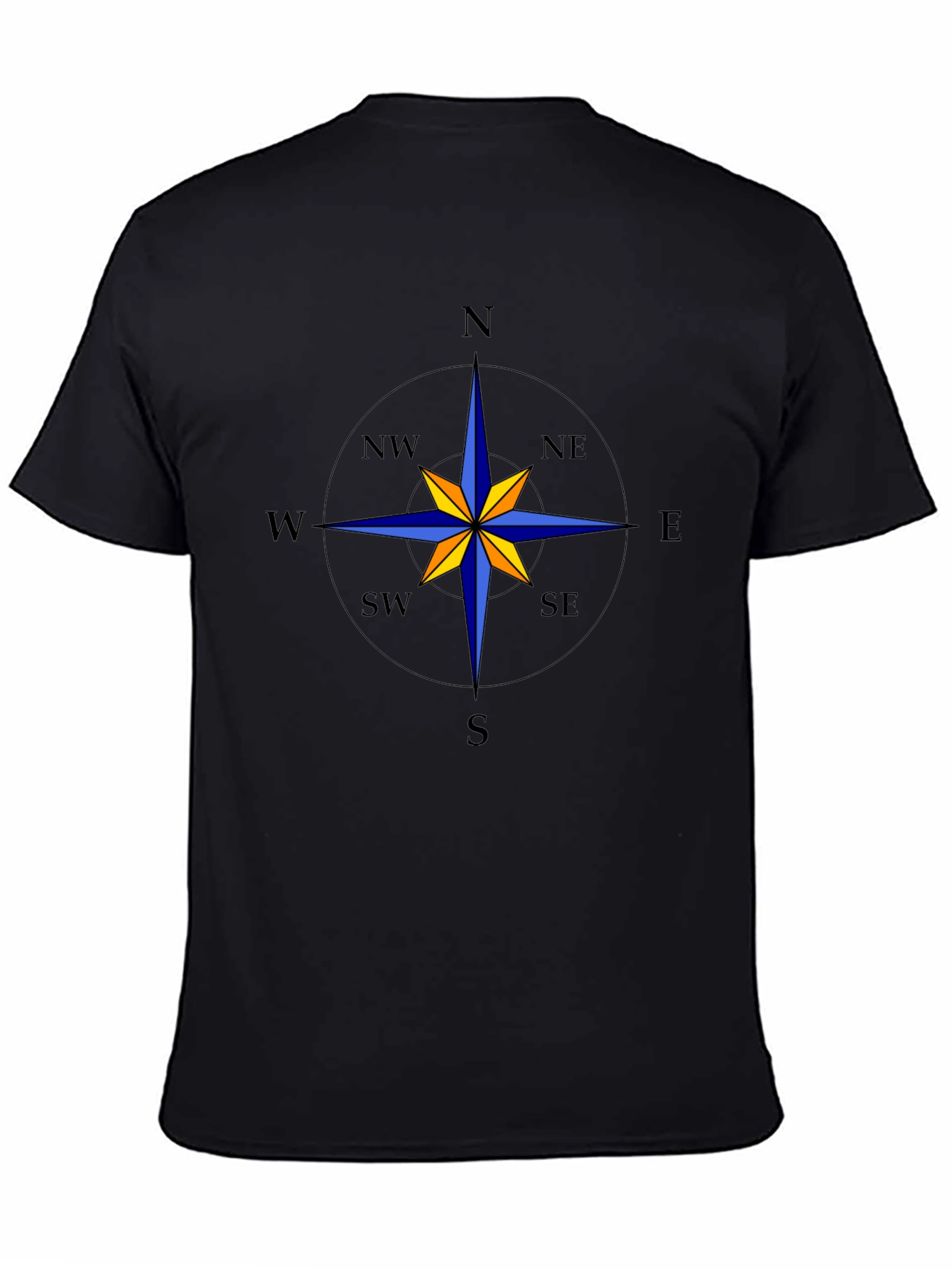 Compass Rose Graphic Tee - Black Cotton T-Shirt